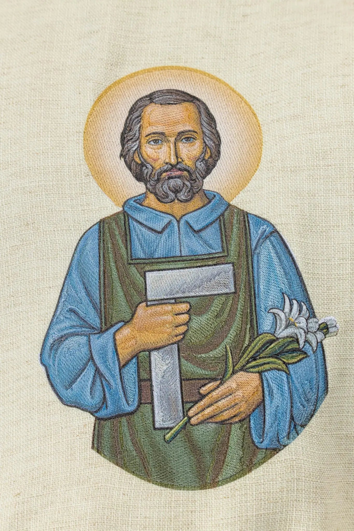 Ecru Chasuble with Saint Joseph the Worker Embroidery