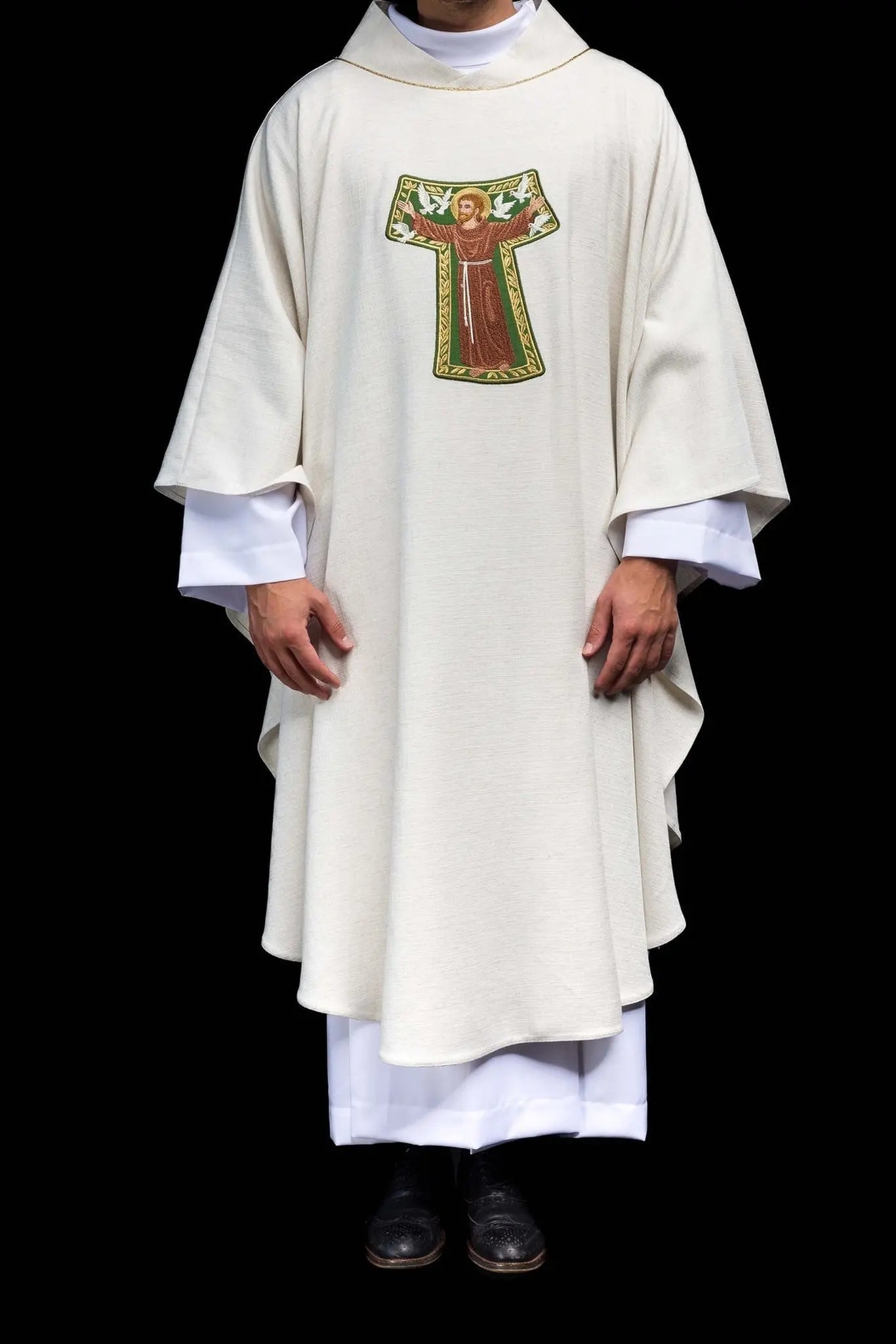 Embroidered chasuble with the image of Saint Francis