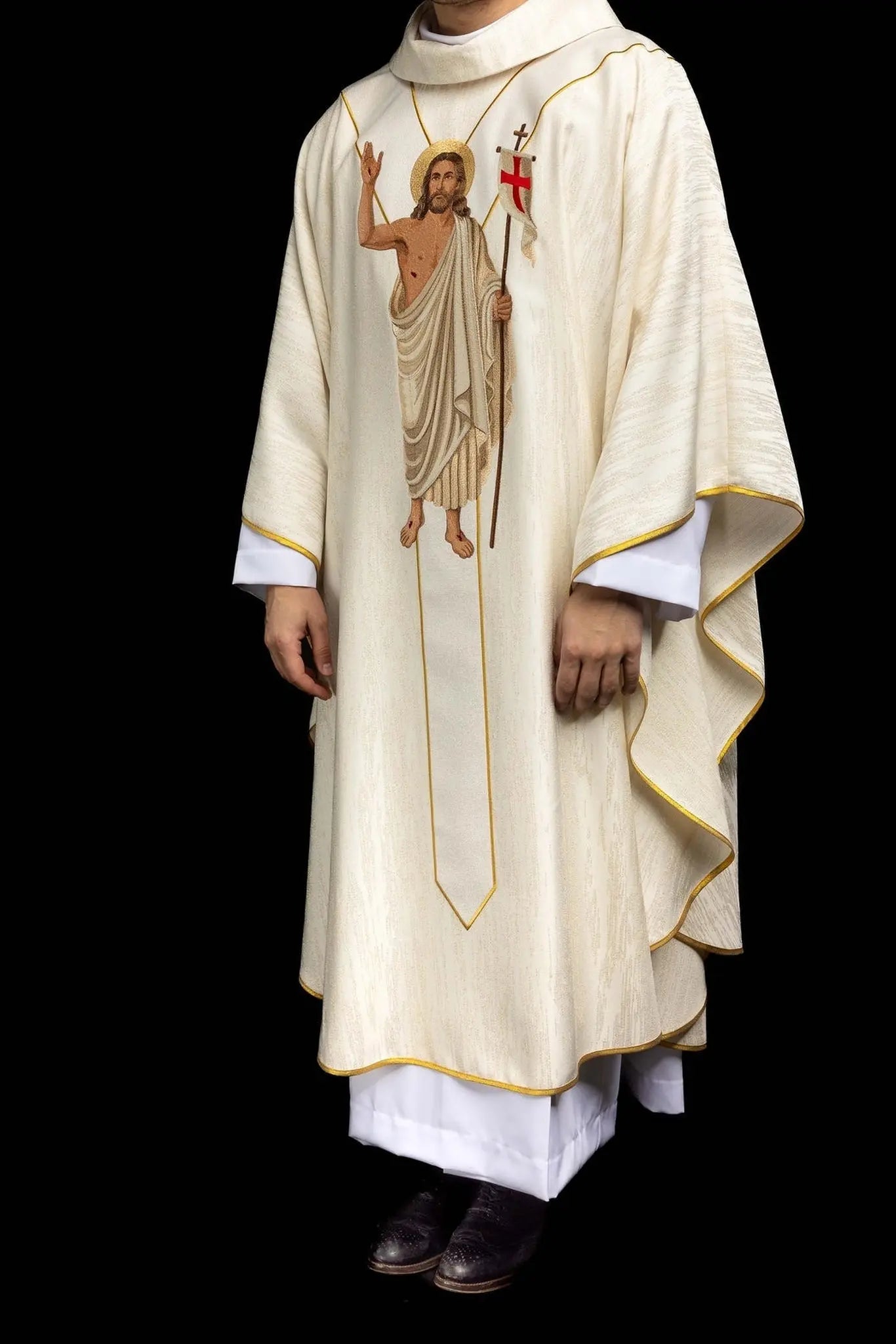 White Chasuble with Risen Christ and Paschal Lamb Embroidery