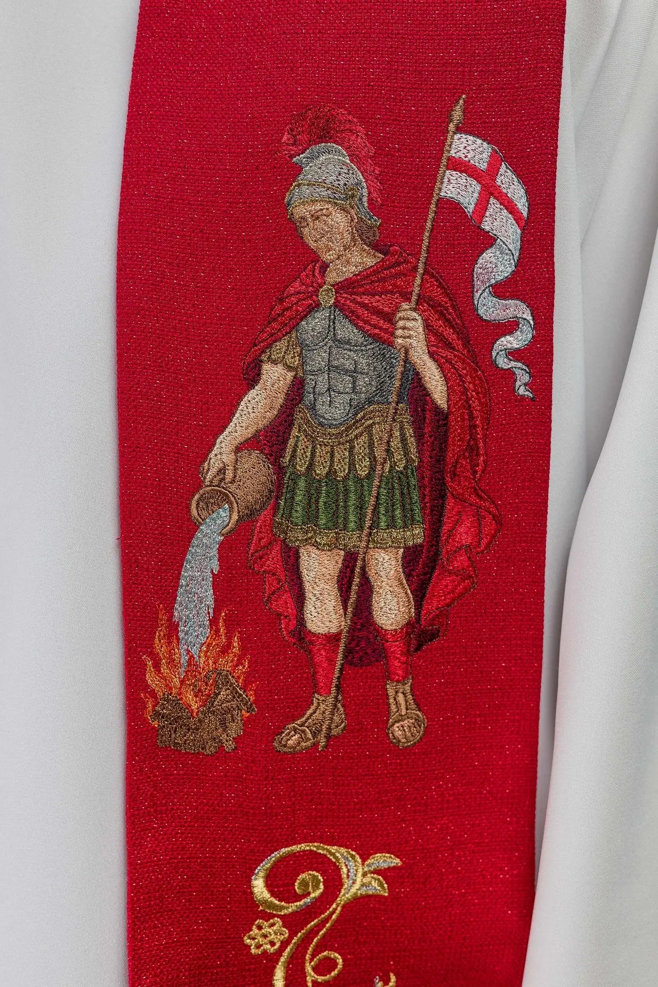 Richly Embroidered Stole with the Image of St. Florian