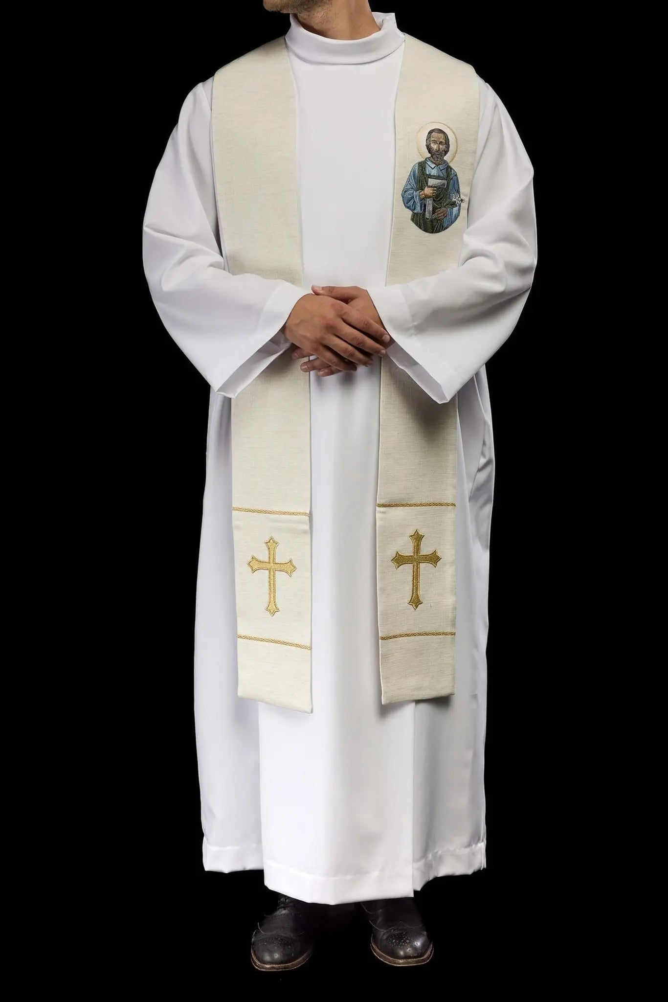 Embroidered stole with the image of Saint Joseph the Worker