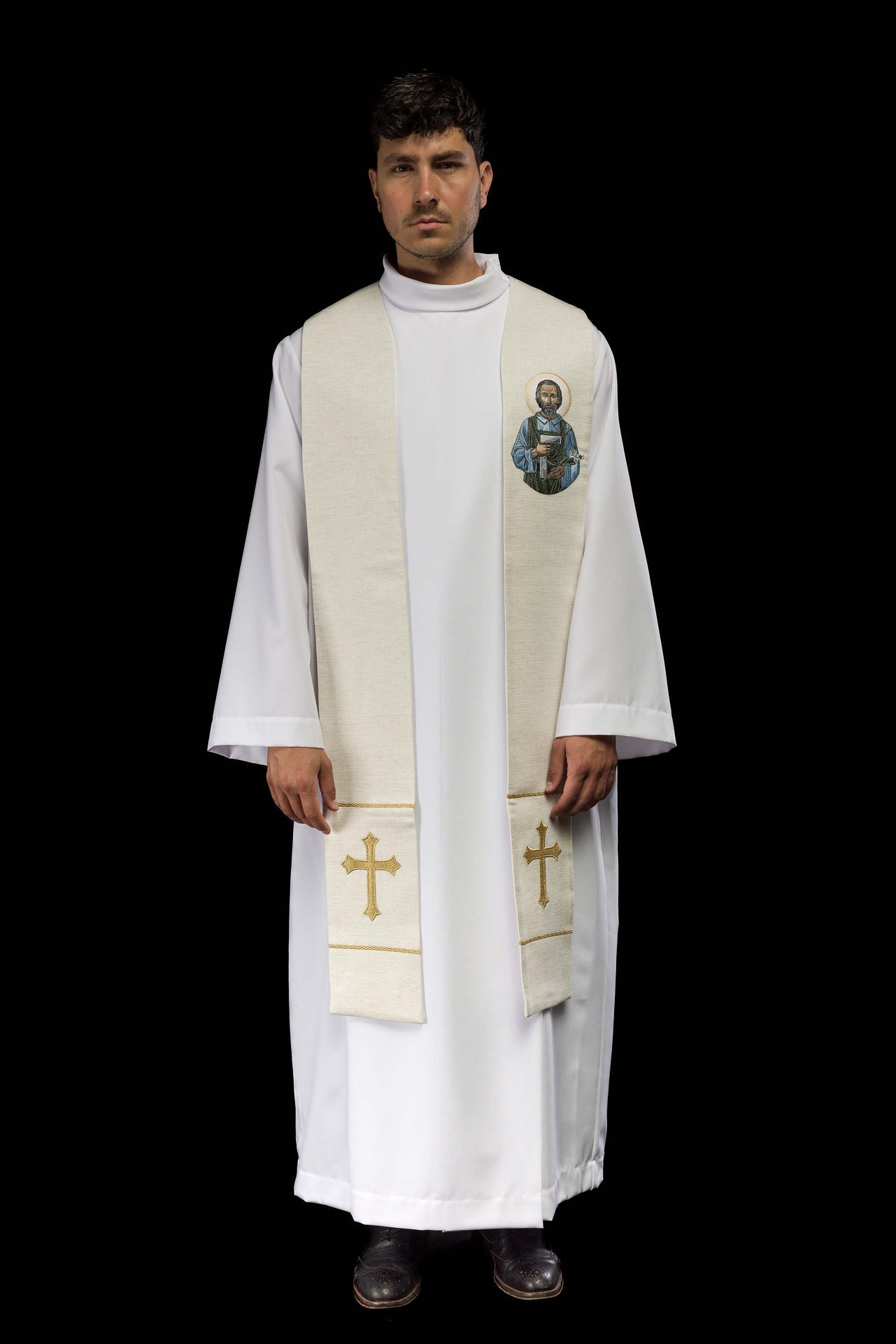 Stuła haftowana z wizerunkiem Świętego Józefa Robotnika - ORNATY.PL