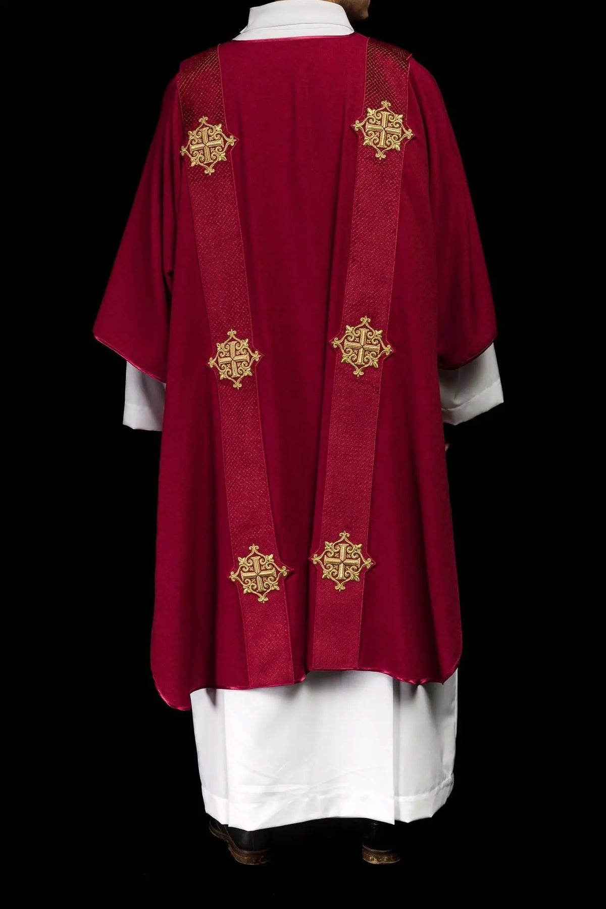 Red Dalmatic with Velvet Bands and Cross Symbols