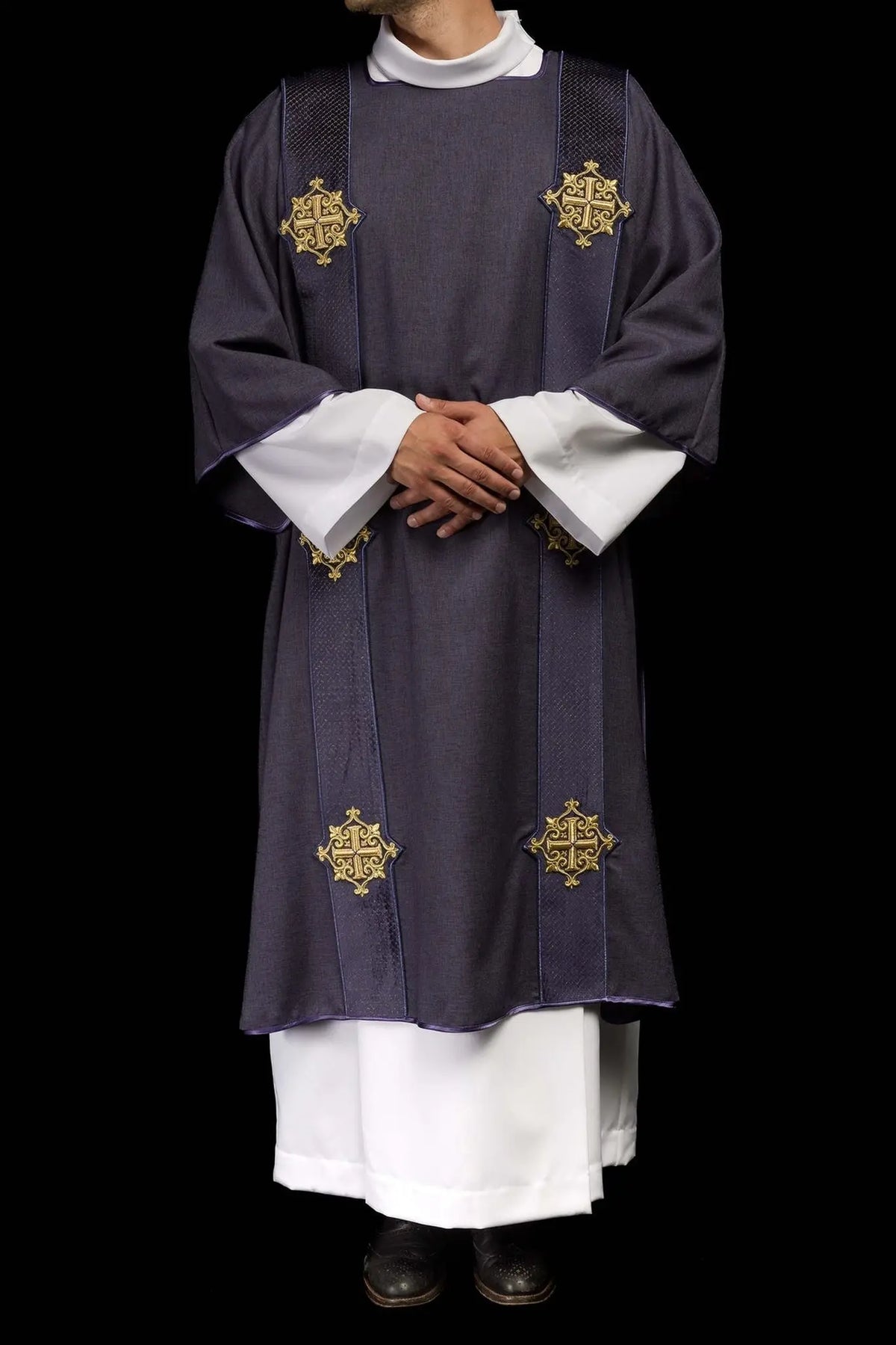 Purple Dalmatic with Velvet Bands and Cross Symbols