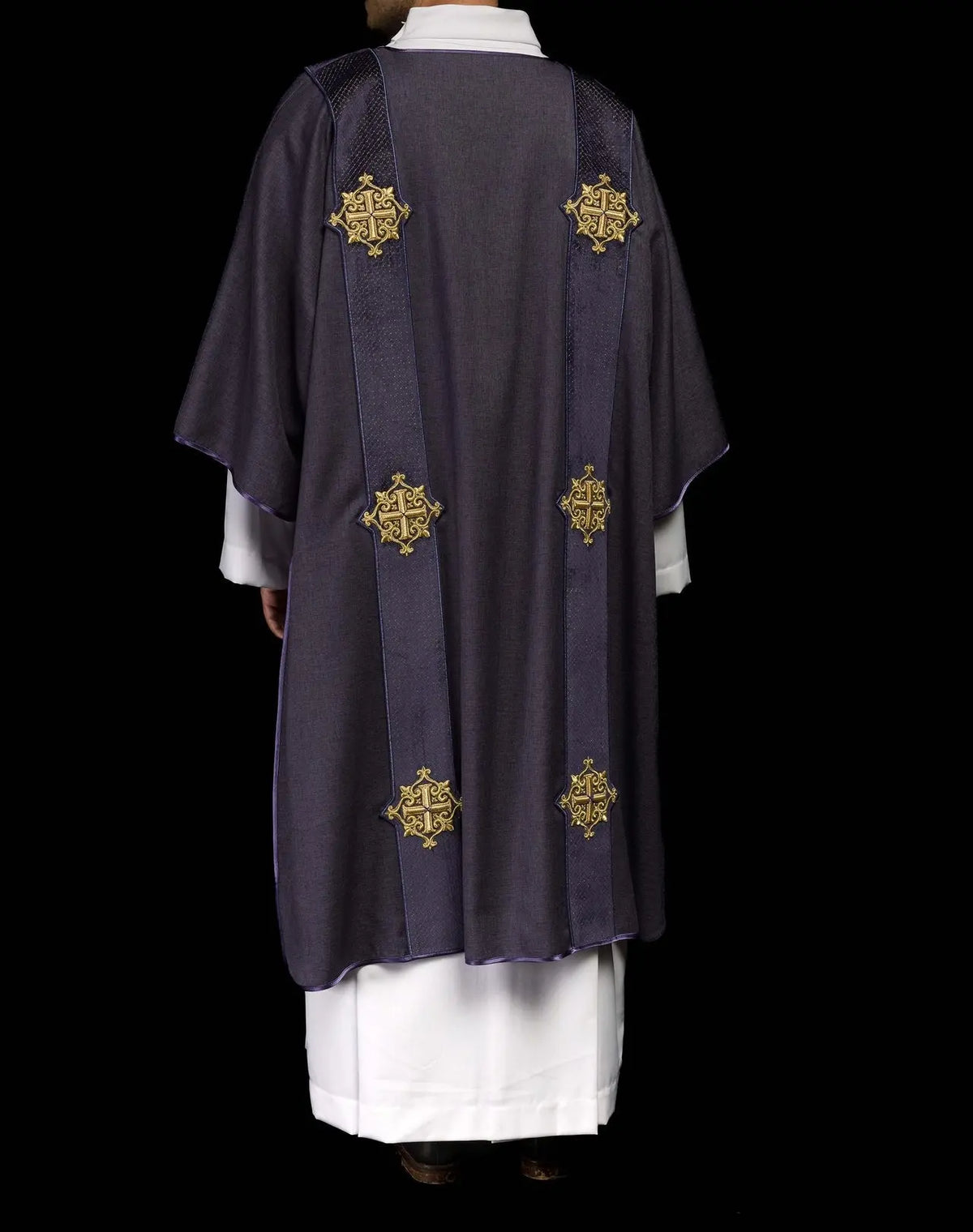 Purple Dalmatic with Velvet Bands and Cross Symbols