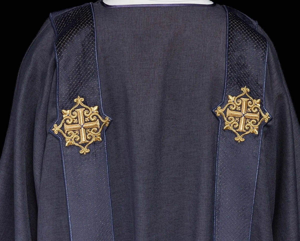Purple Dalmatic with Velvet Bands and Cross Symbols