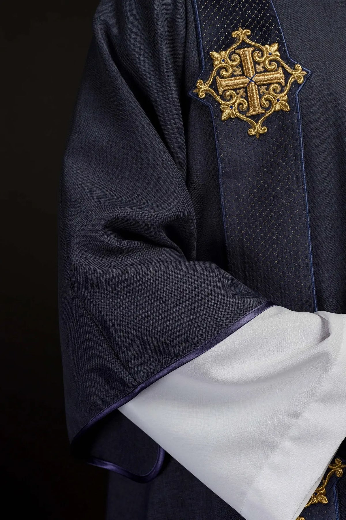 Purple Dalmatic with Velvet Bands and Cross Symbols