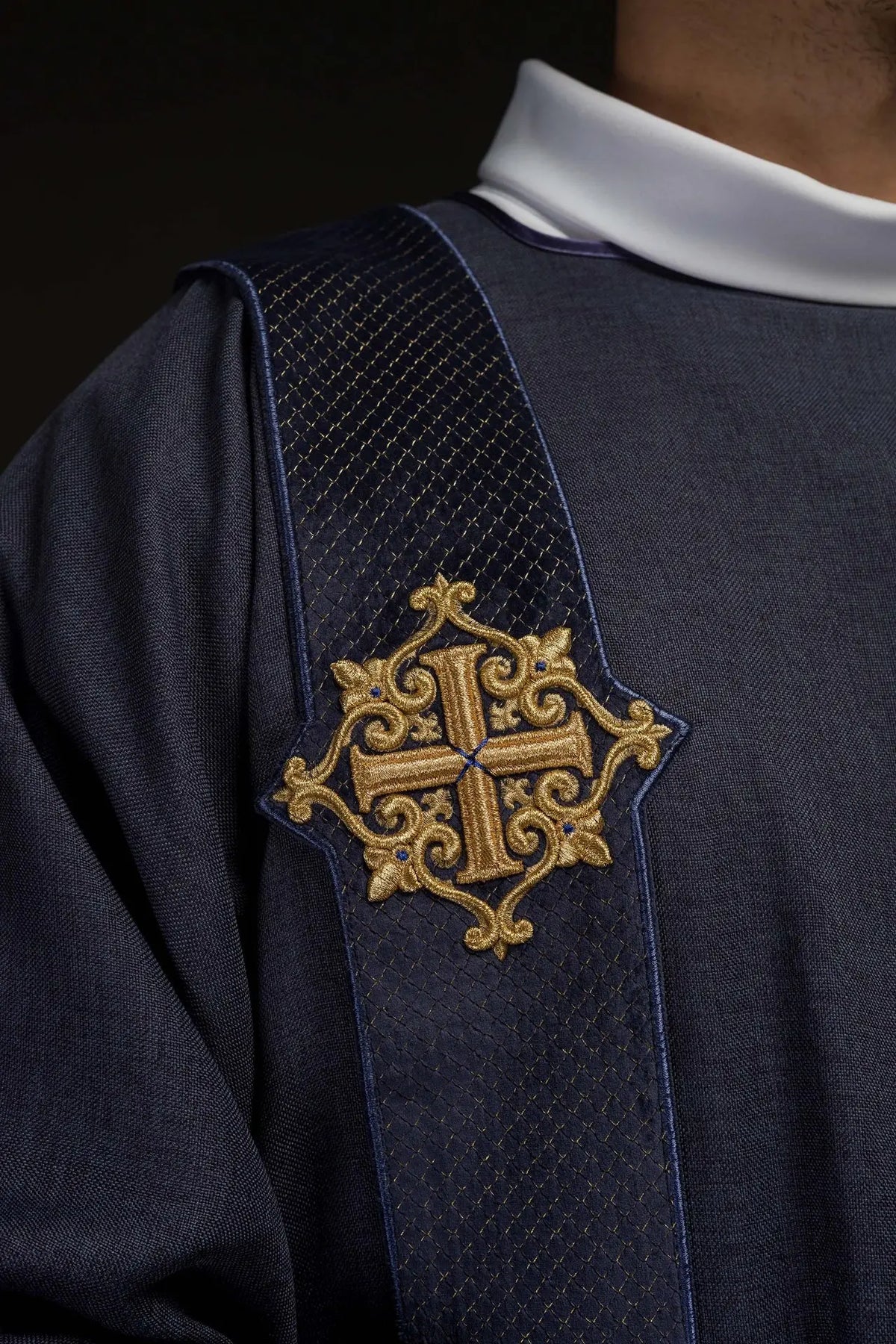 Purple Dalmatic with Velvet Bands and Cross Symbols