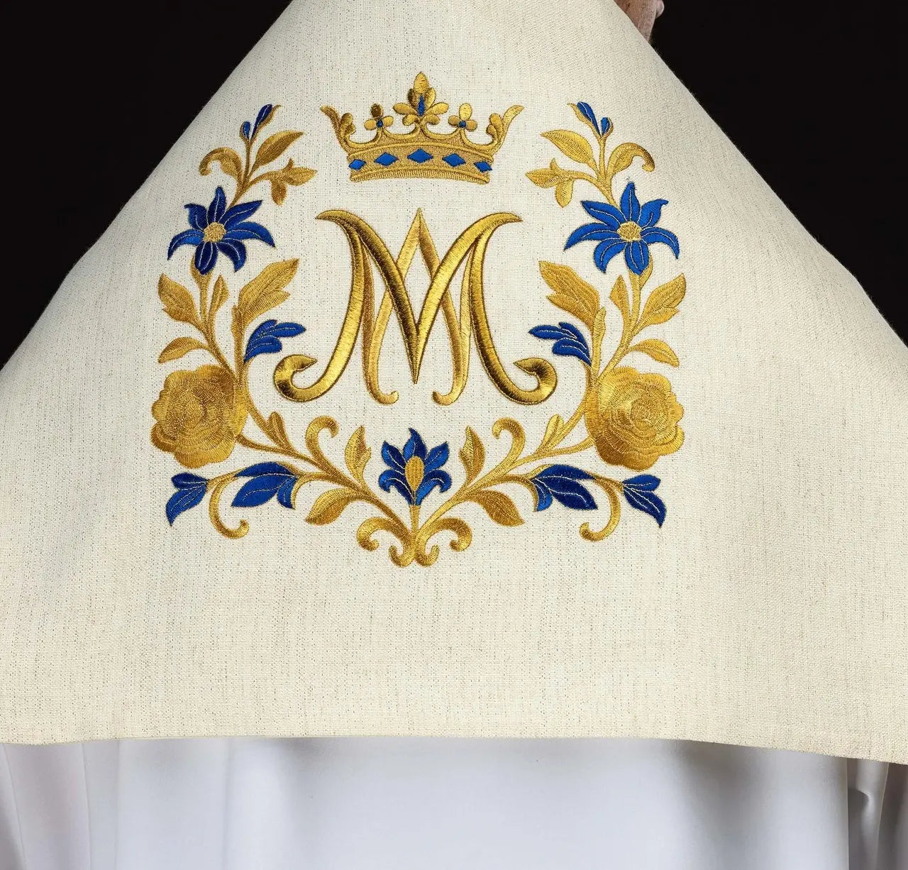 Ecru Humeral Veil with Marian Embroidery