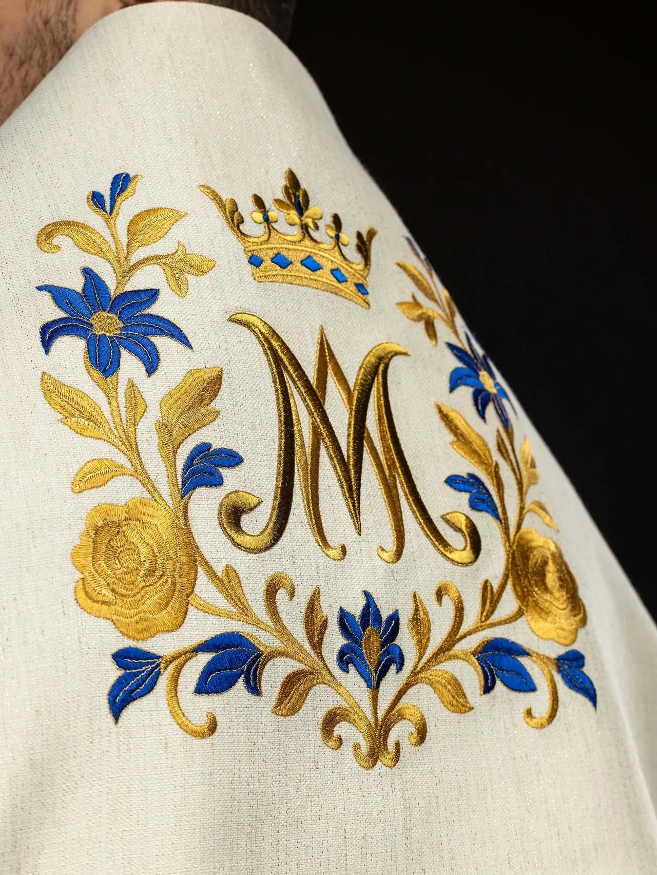 Ecru Humeral Veil with Marian Embroidery