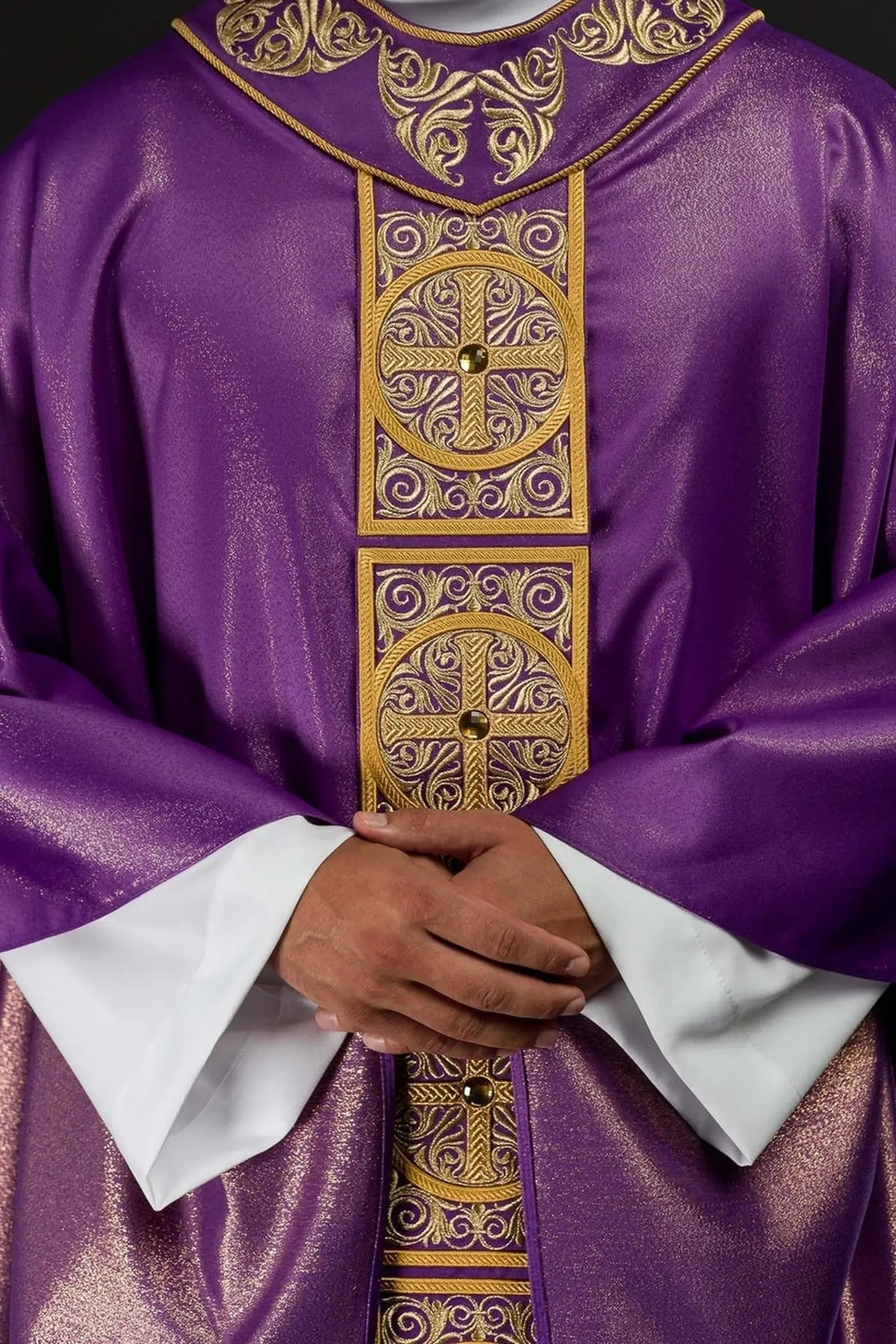 Purple Chasuble with Rich Embroidery and Decorative Stones