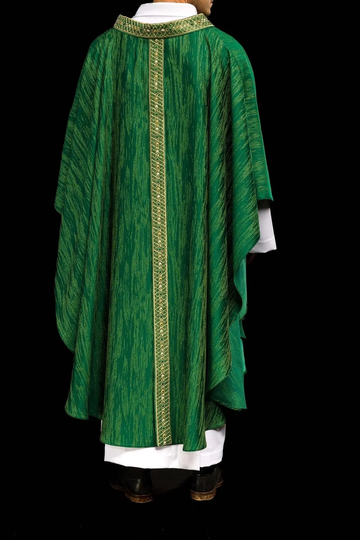 Green Chasuble with Embroidered Belt and Collar