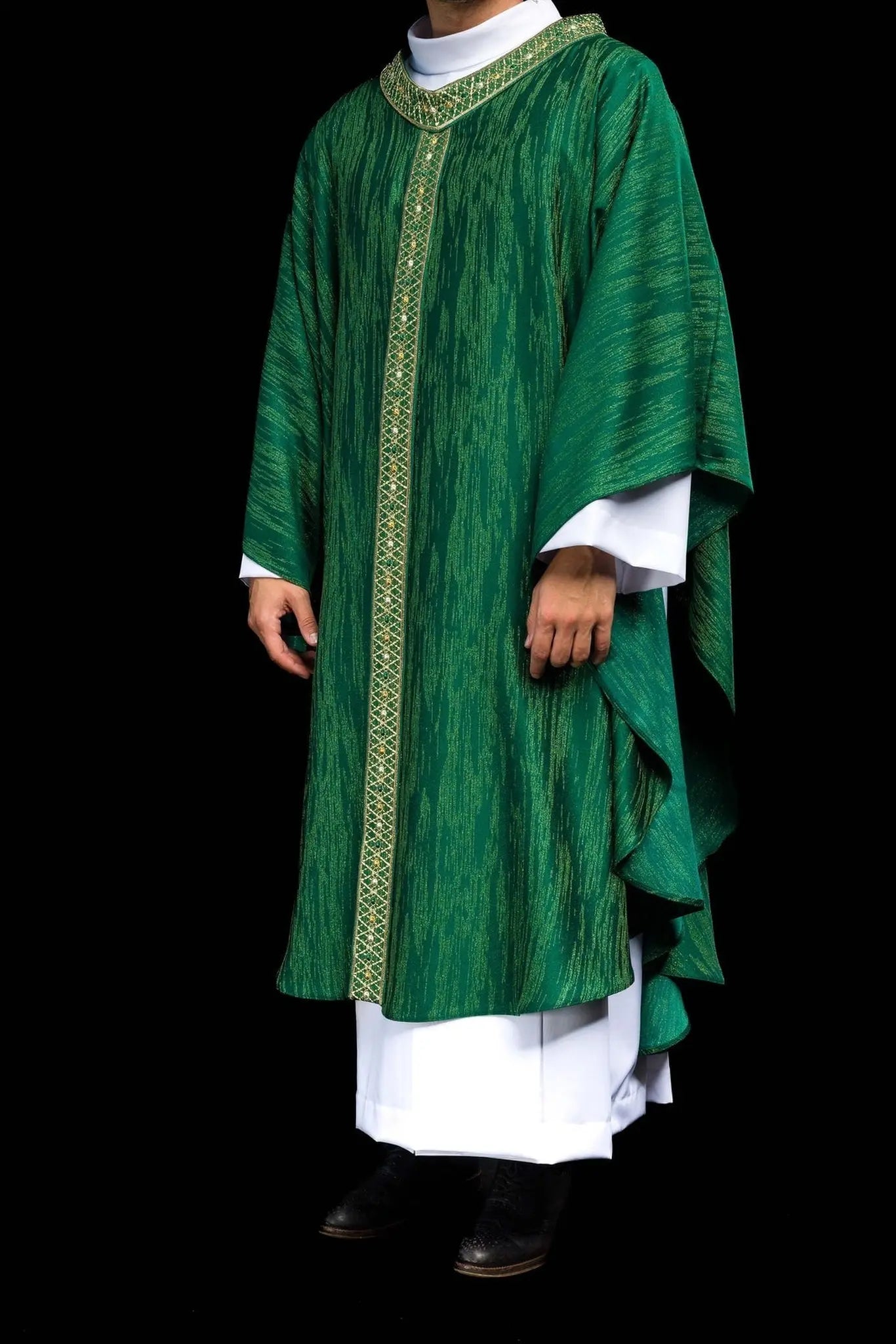 Green Chasuble with Embroidered Belt and Collar
