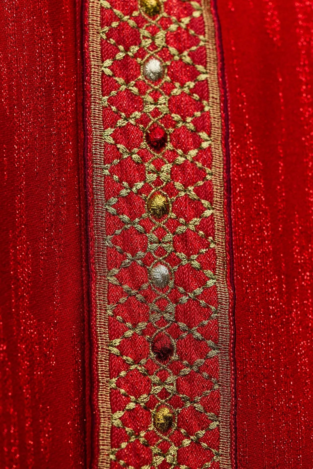 Red Chasuble with Embroidered Belt and Collar