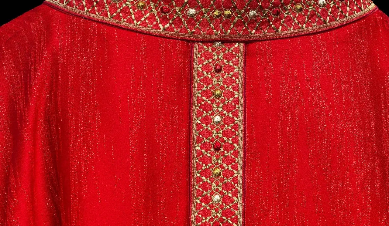 Red Chasuble with Embroidered Belt and Collar