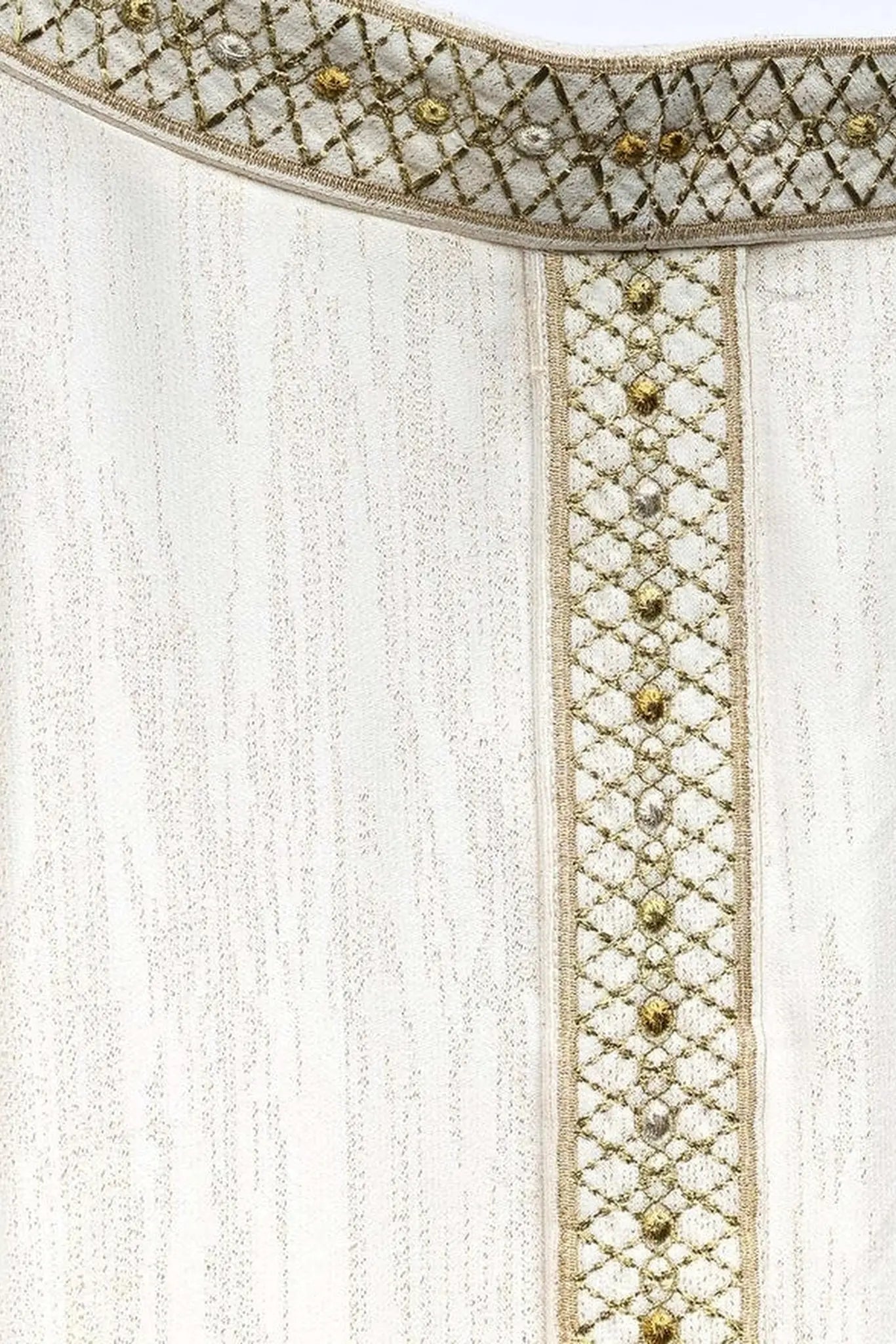 White Chasuble with Embroidered Belt and Collar