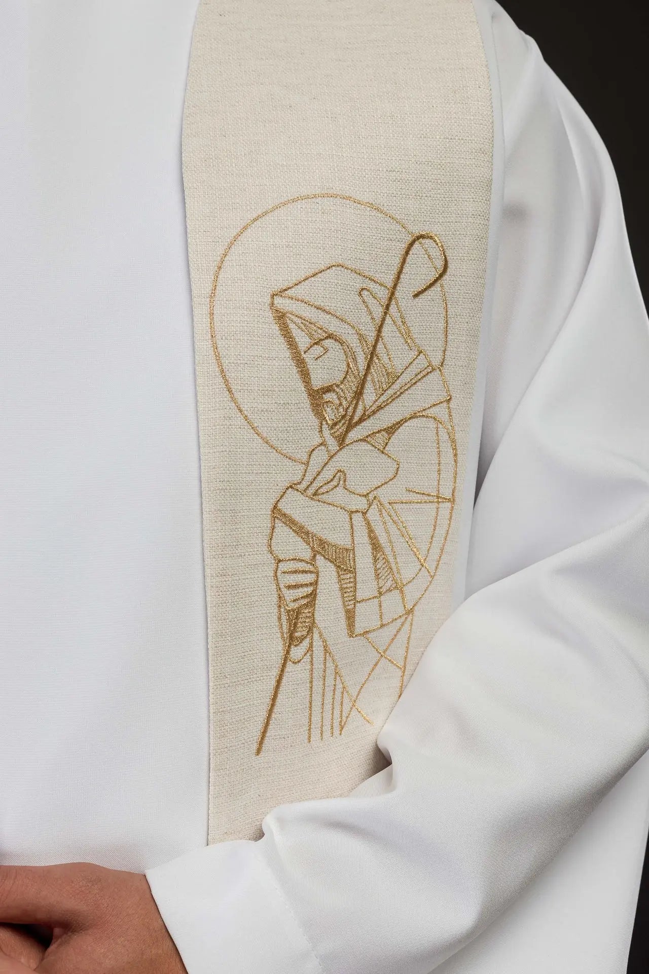 Haftowana stuła "Jezus Dobry Pasterz" w kolorze ecru