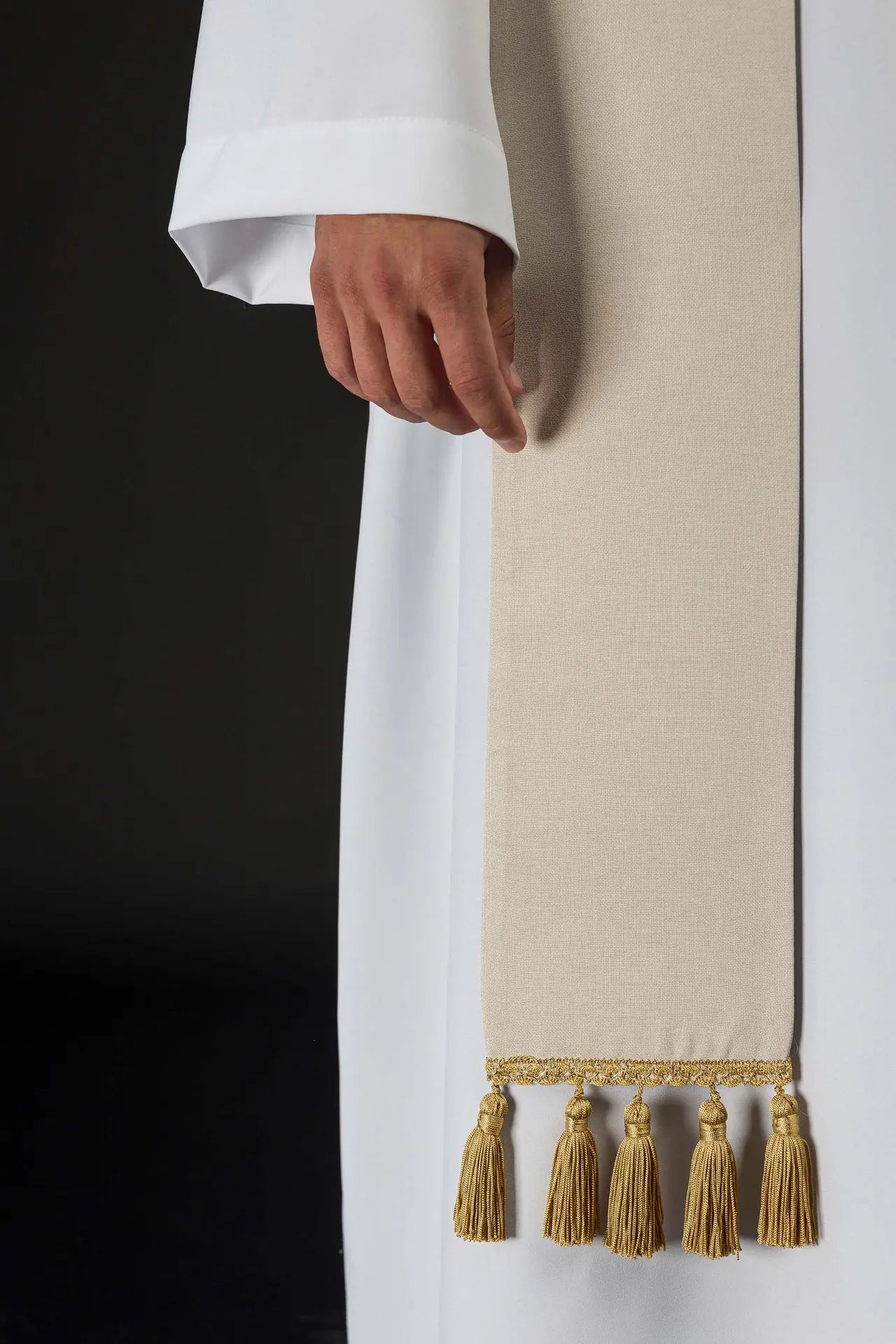 Ecru Embroidered Stole with IHS Motif