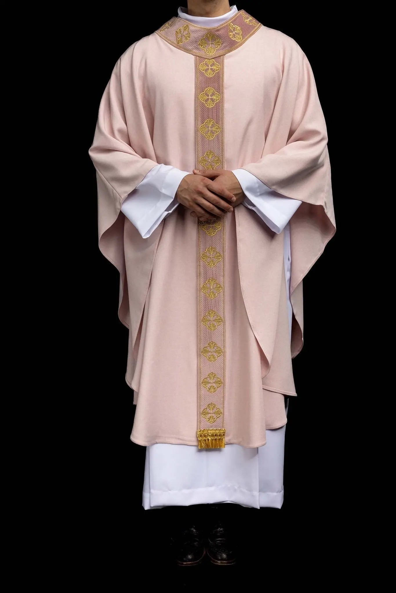 Pink Chasuble with Embroidered Cross Orphrey and Collar