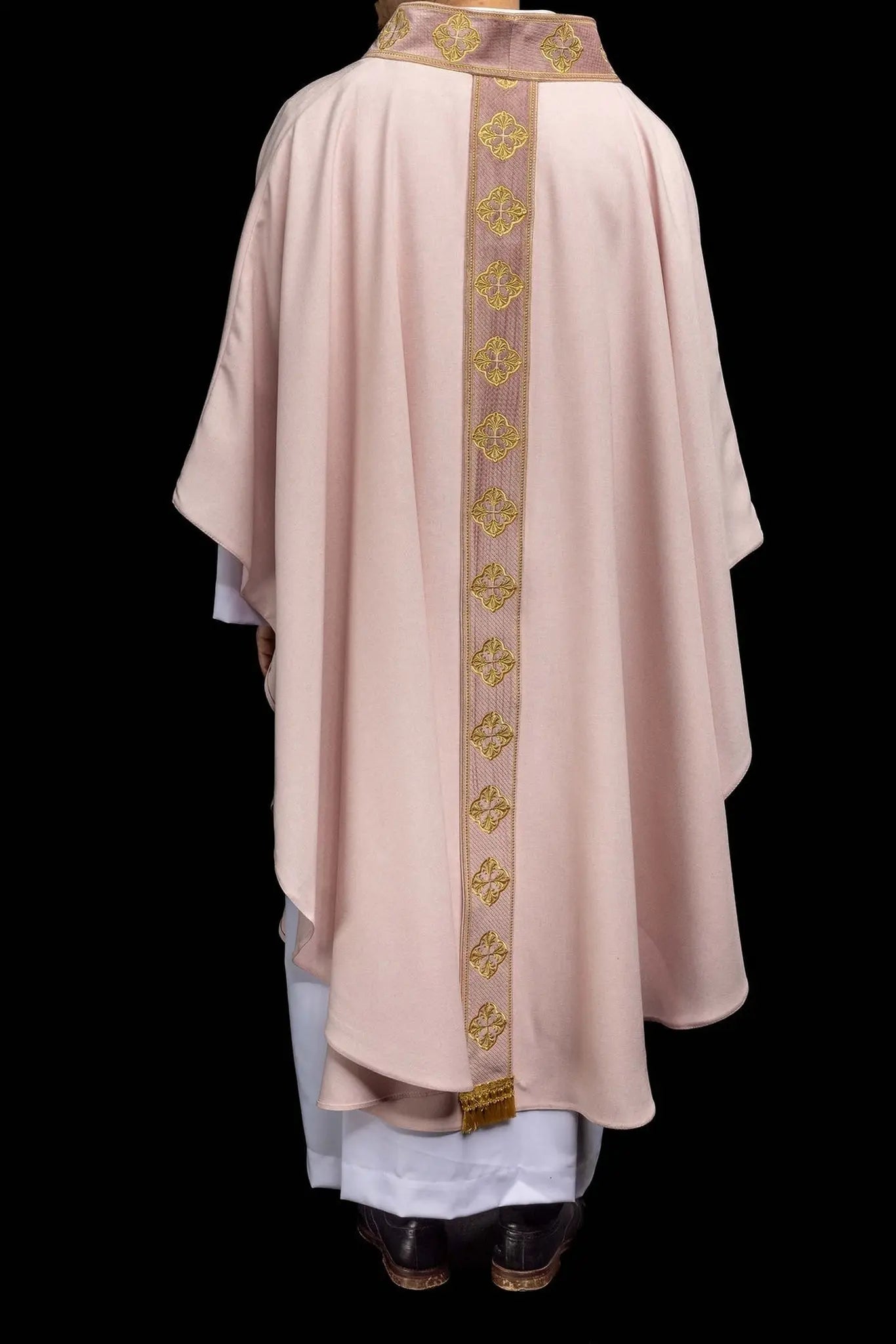 Pink Chasuble with Embroidered Cross Orphrey and Collar