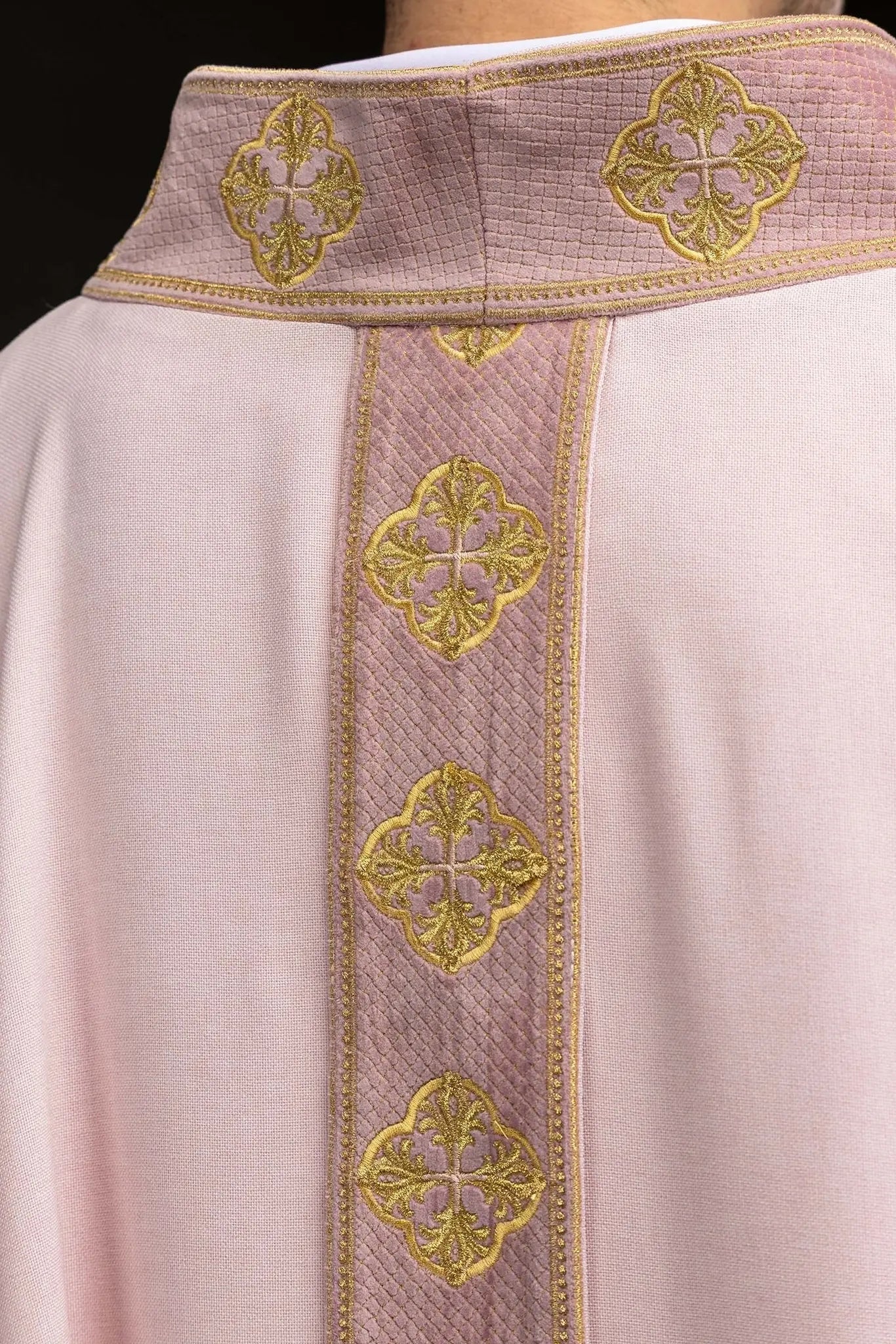Pink Chasuble with Embroidered Cross Orphrey and Collar
