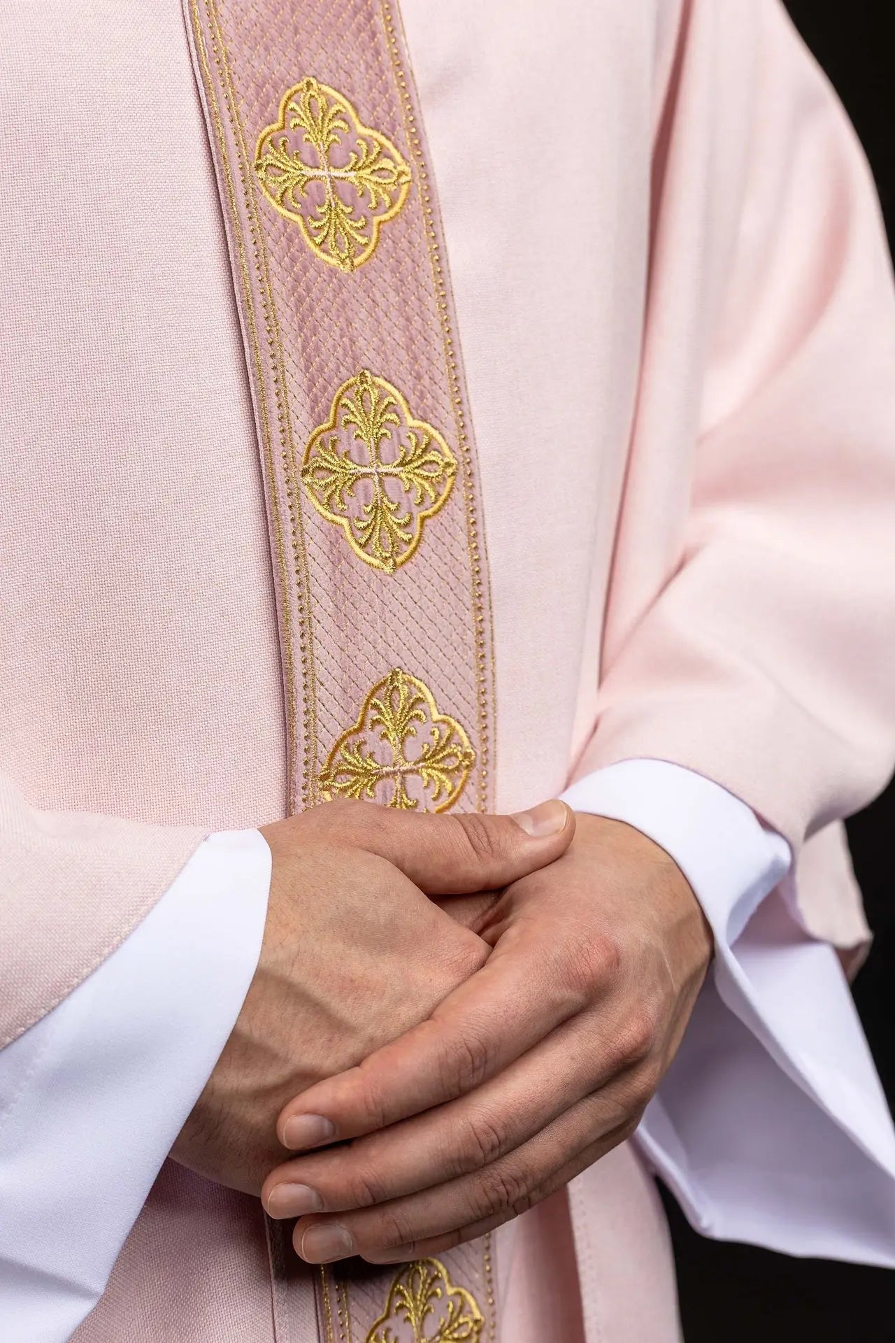 Pink Chasuble with Embroidered Cross Orphrey and Collar