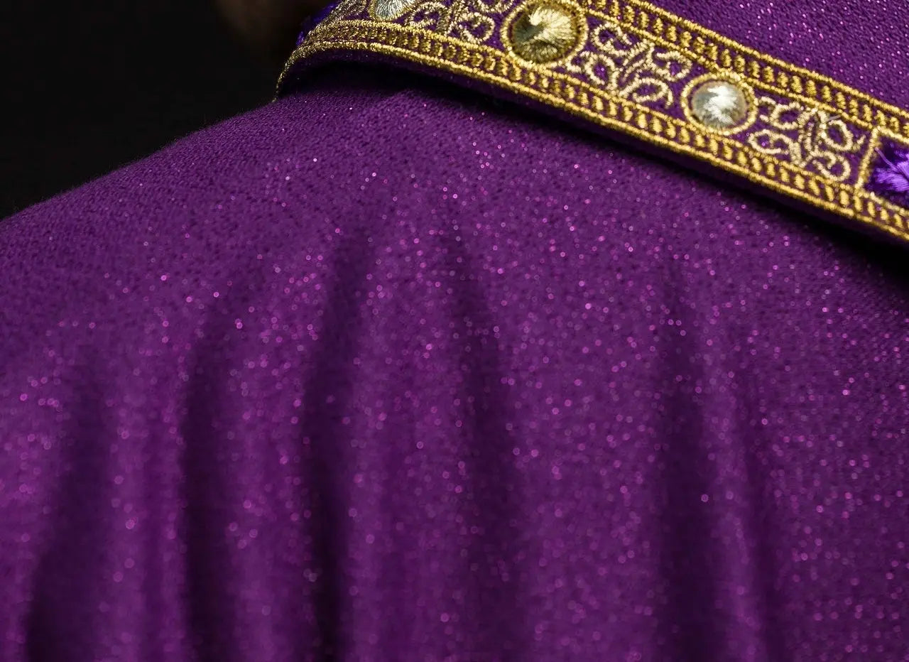 Embroidered Advent Chasuble Made from Shimmering Fabric