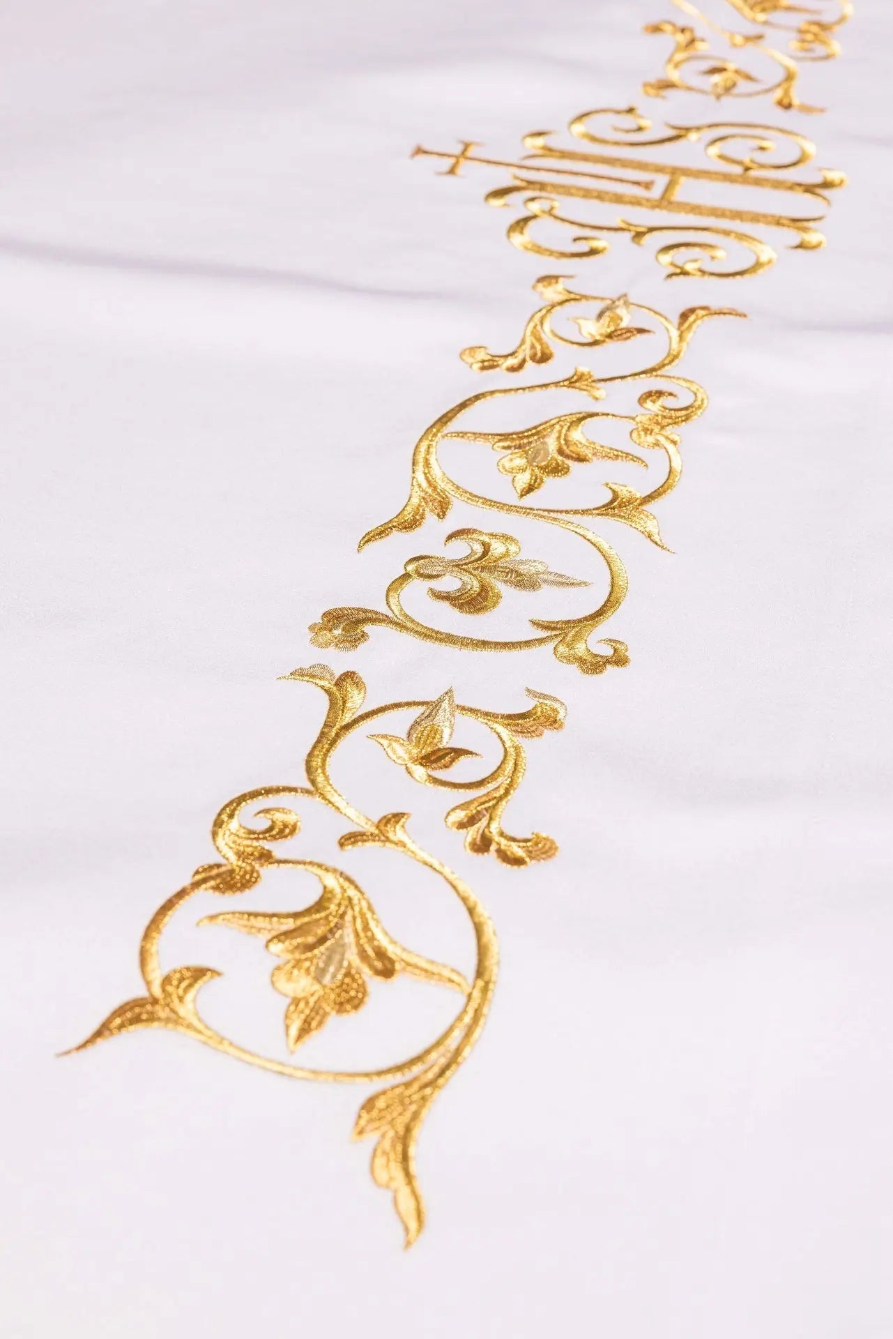 Altar Cloth with Gold Marian Monogram Embroidery