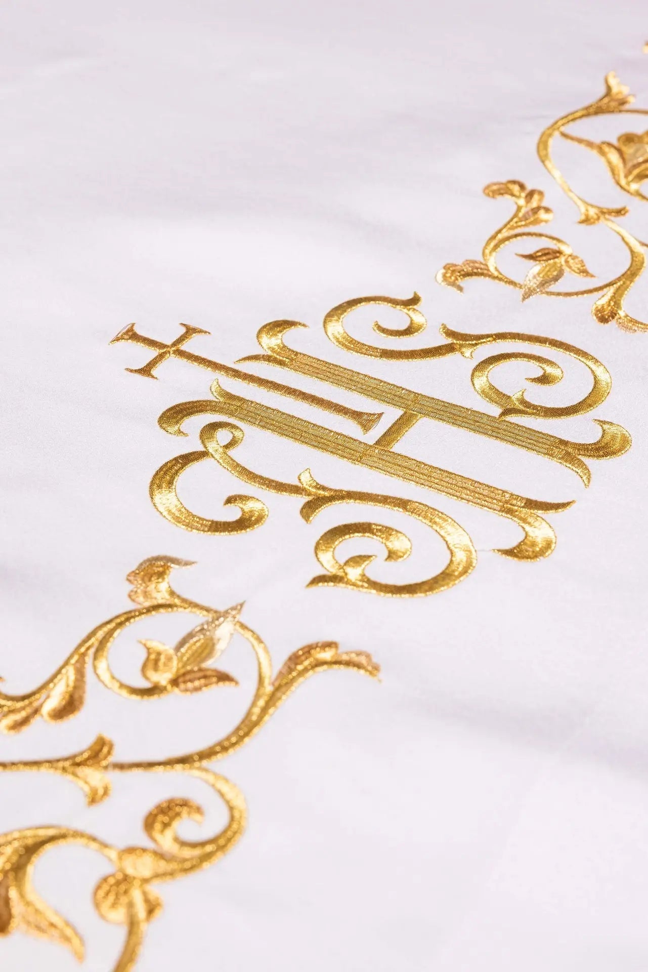 Altar Cloth with Gold Marian Monogram Embroidery