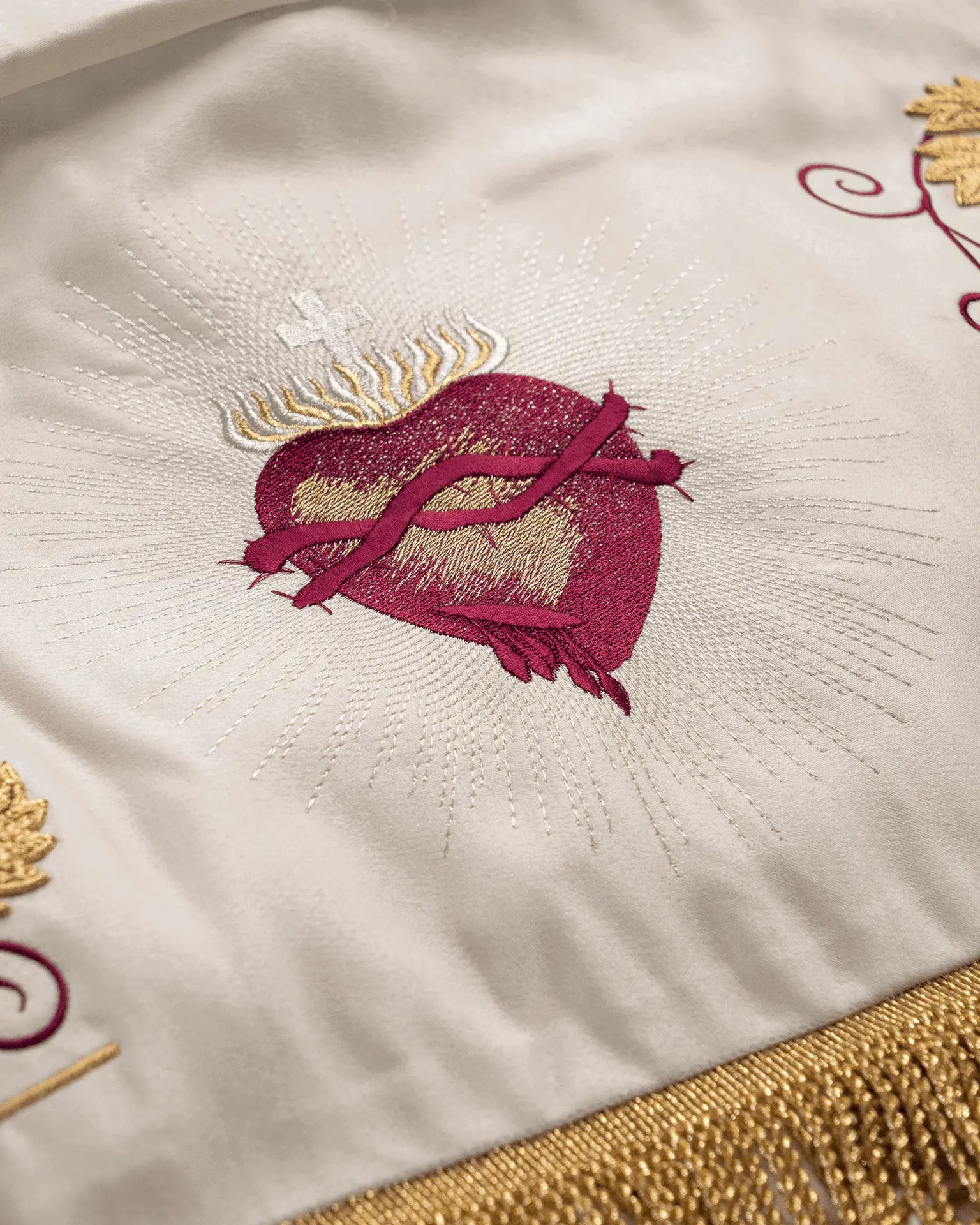 Embroidered canopy with chalice motif