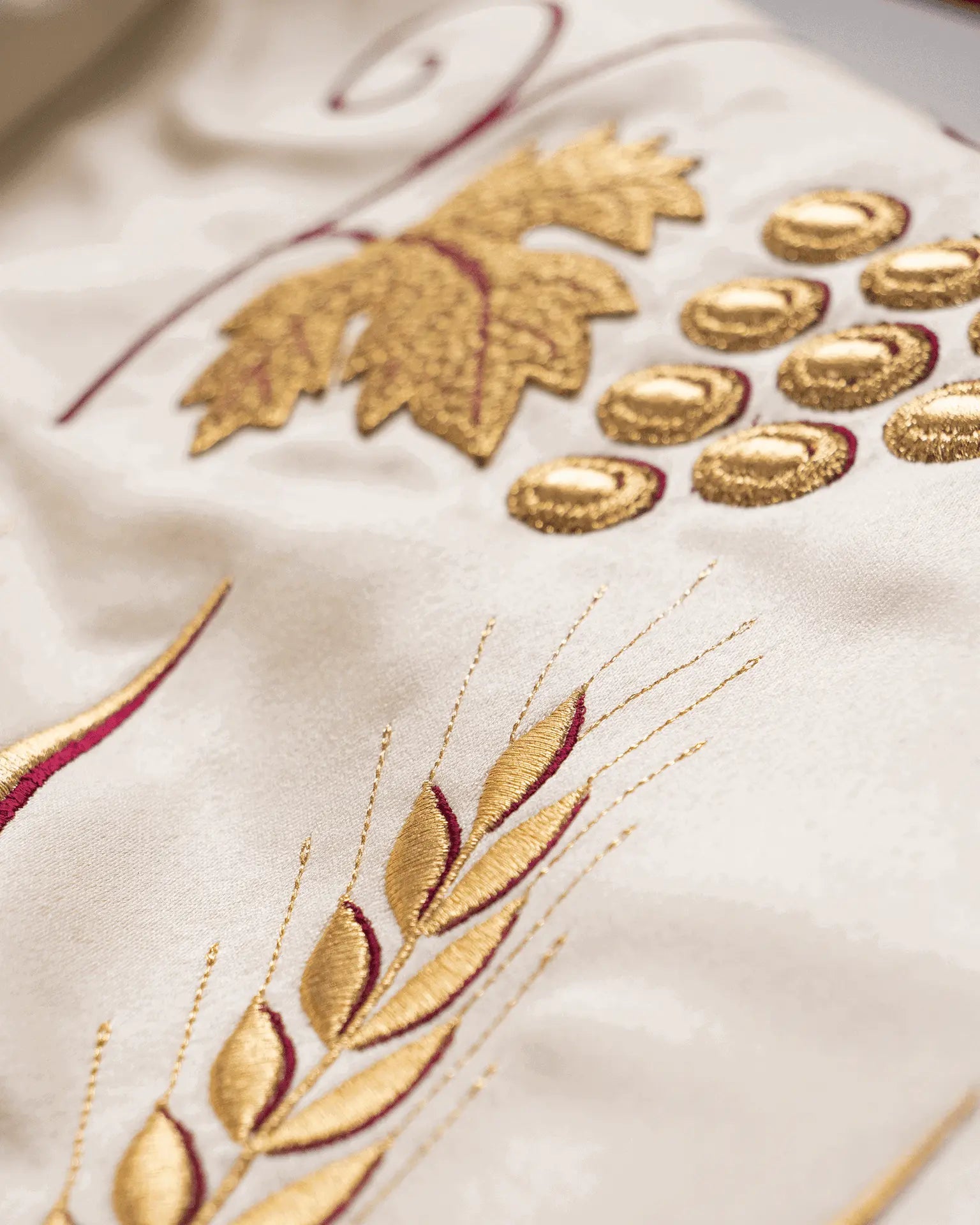 Embroidered canopy with chalice motif