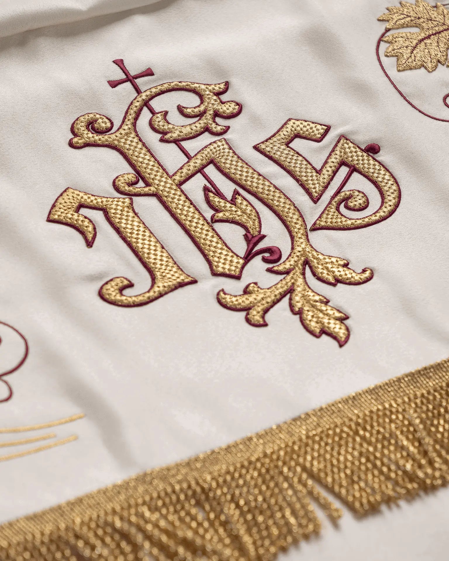 Embroidered canopy with chalice motif