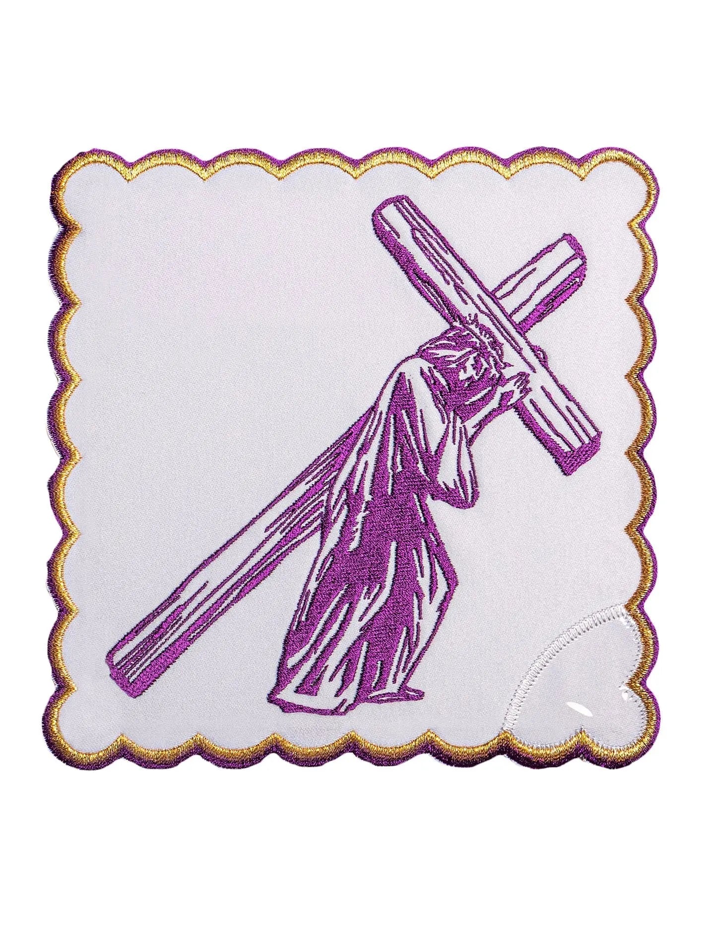 Chalice linen embroidered Stations of the Cross