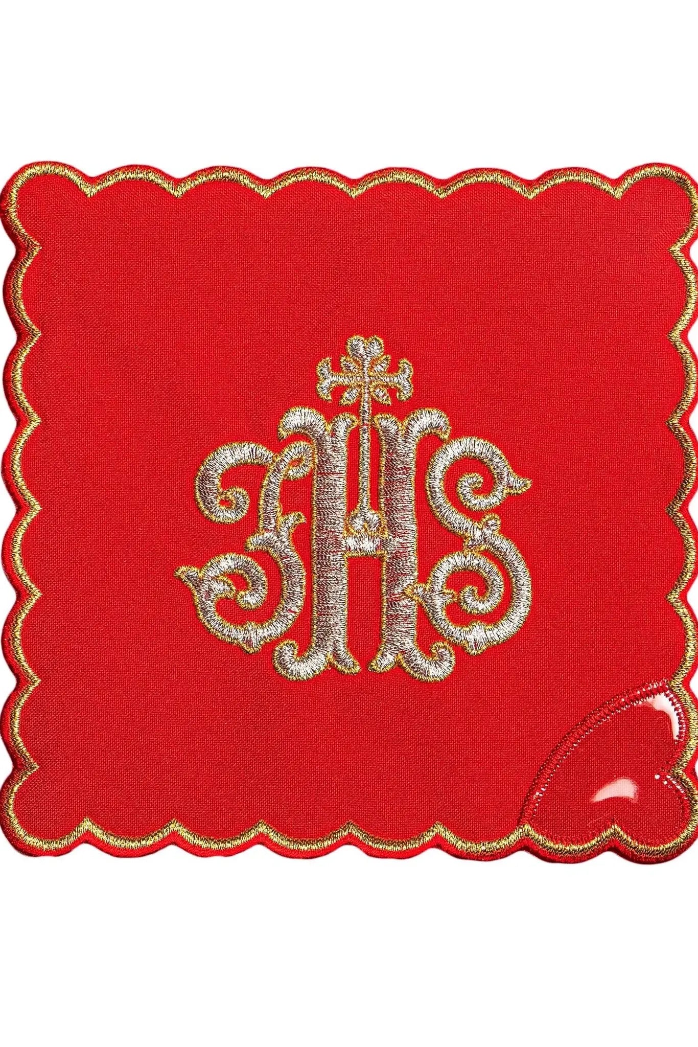 Chalice linen embroidered IHS Red
