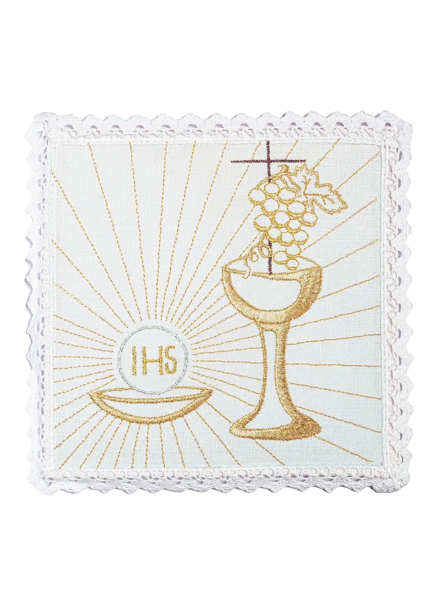 Embroidered Linen Chalice Set with Eucharistic Motif