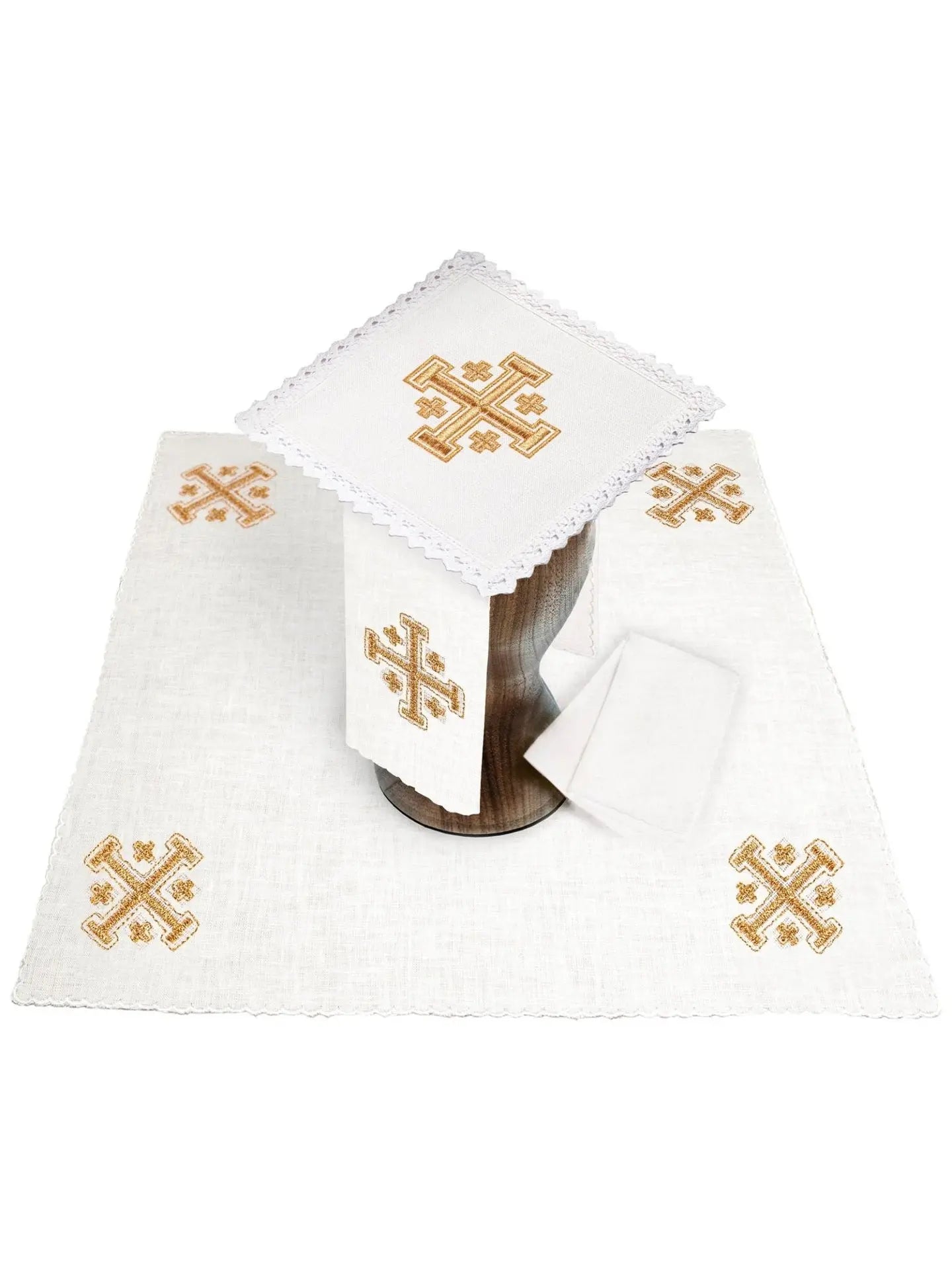 Linen chalice linen with Jerusalem cross embroidery