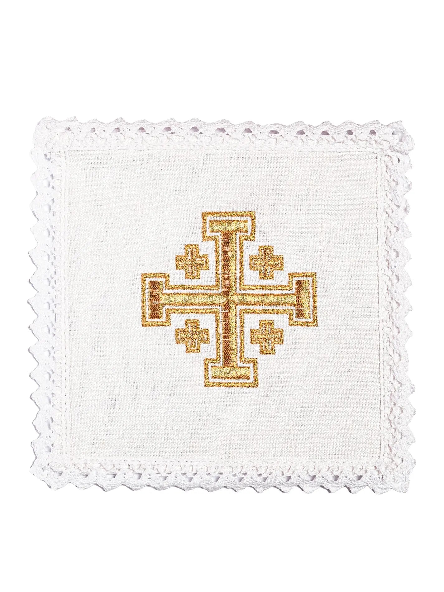 Linen chalice linen with Jerusalem cross embroidery