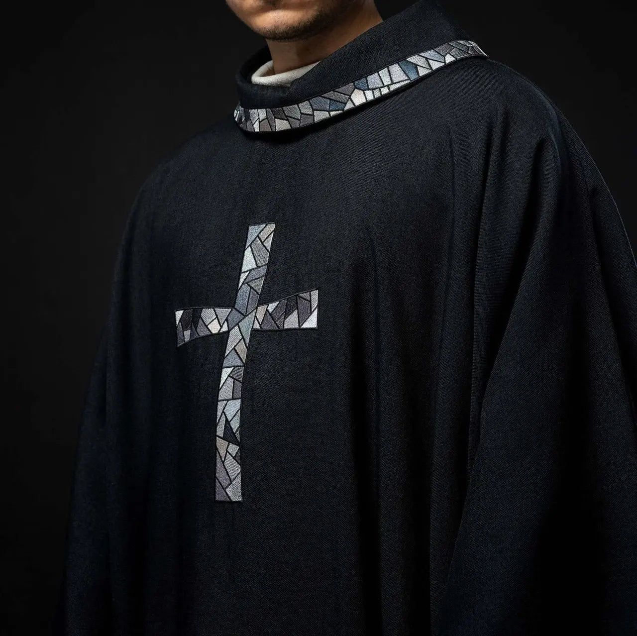 Black chasuble with mosaic cross
