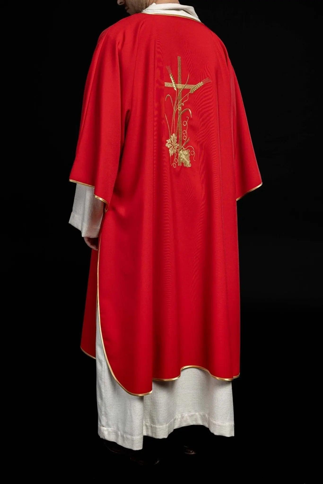 Red Dalmatic with Golden Pax Cross Embroidery