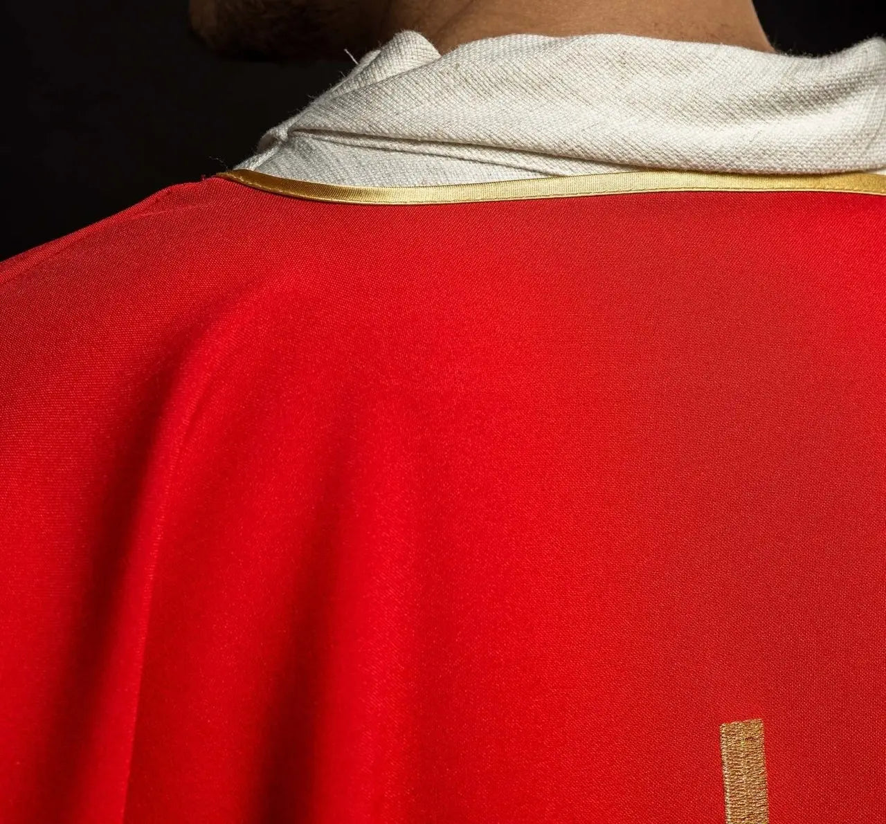Red Dalmatic with Golden Pax Cross Embroidery
