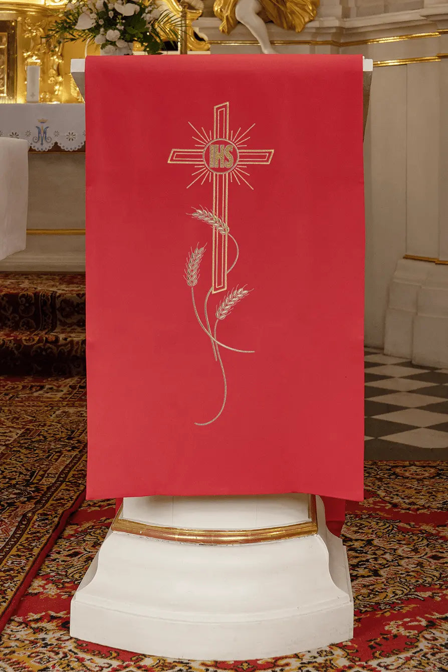 Embroidered lectern napkin with cross and IHS motif