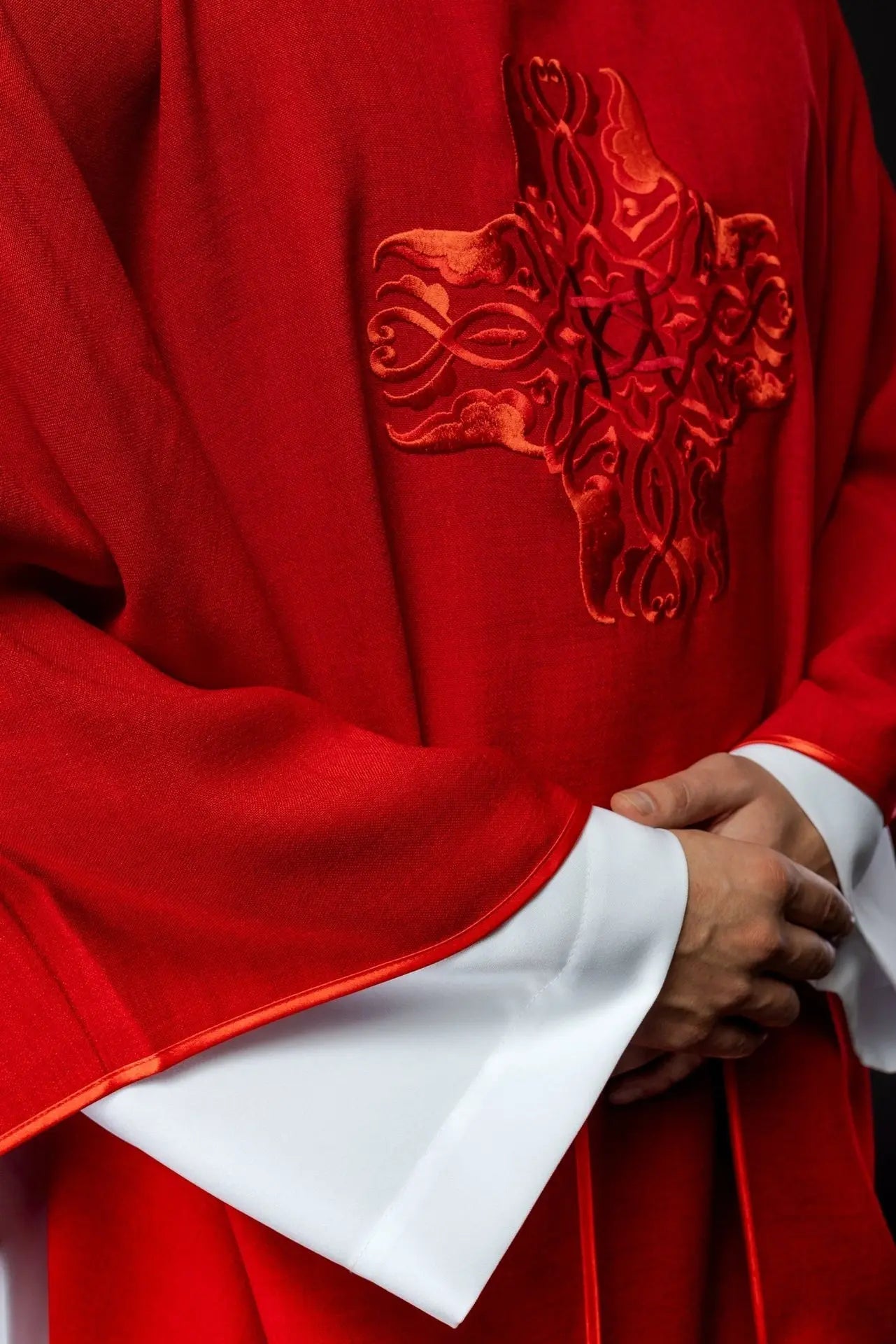Red chasuble with embroidery of the Cross