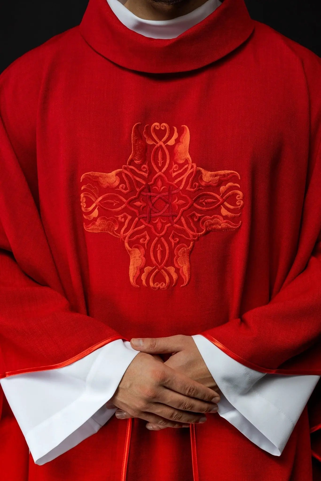 Red chasuble with embroidery of the Cross