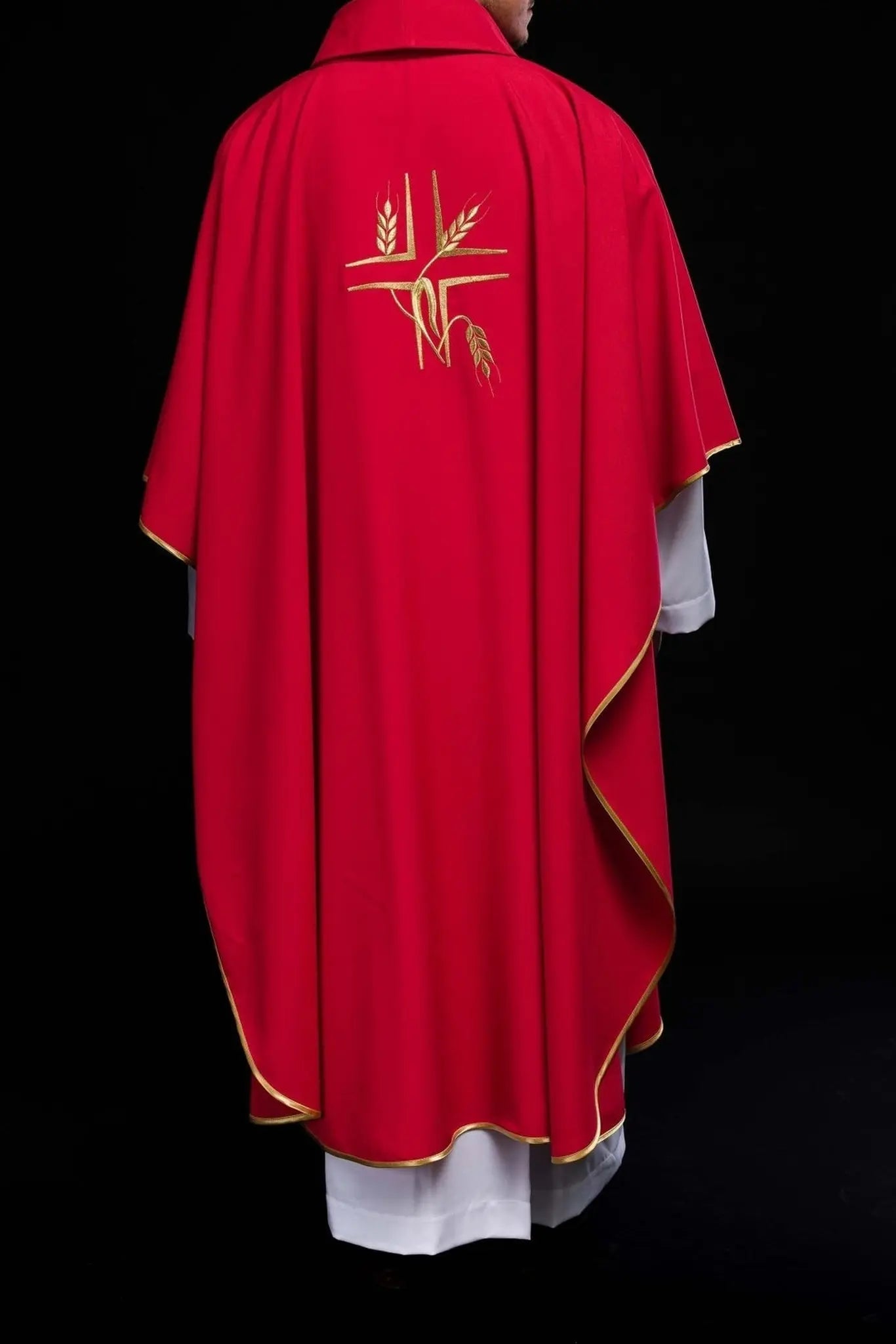 Red chasuble with embroidery of the Cross and Spikes