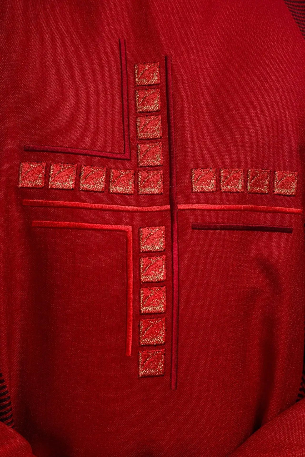 Red chasuble with cross
