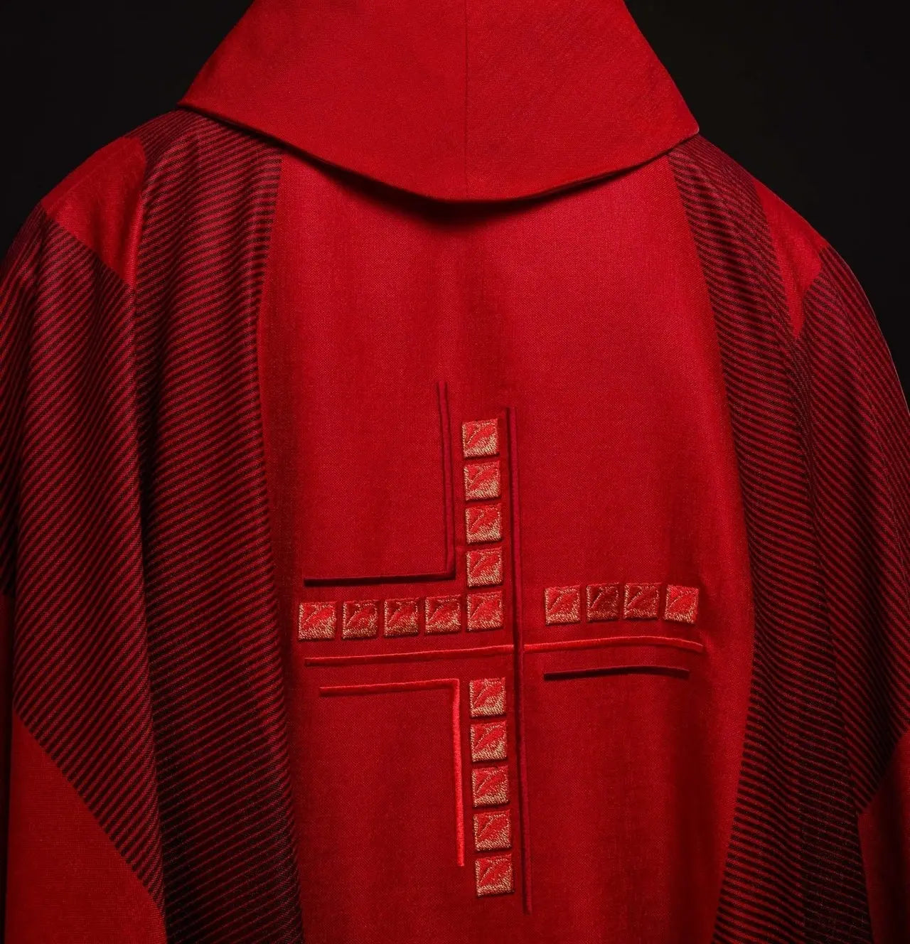 Red chasuble with cross