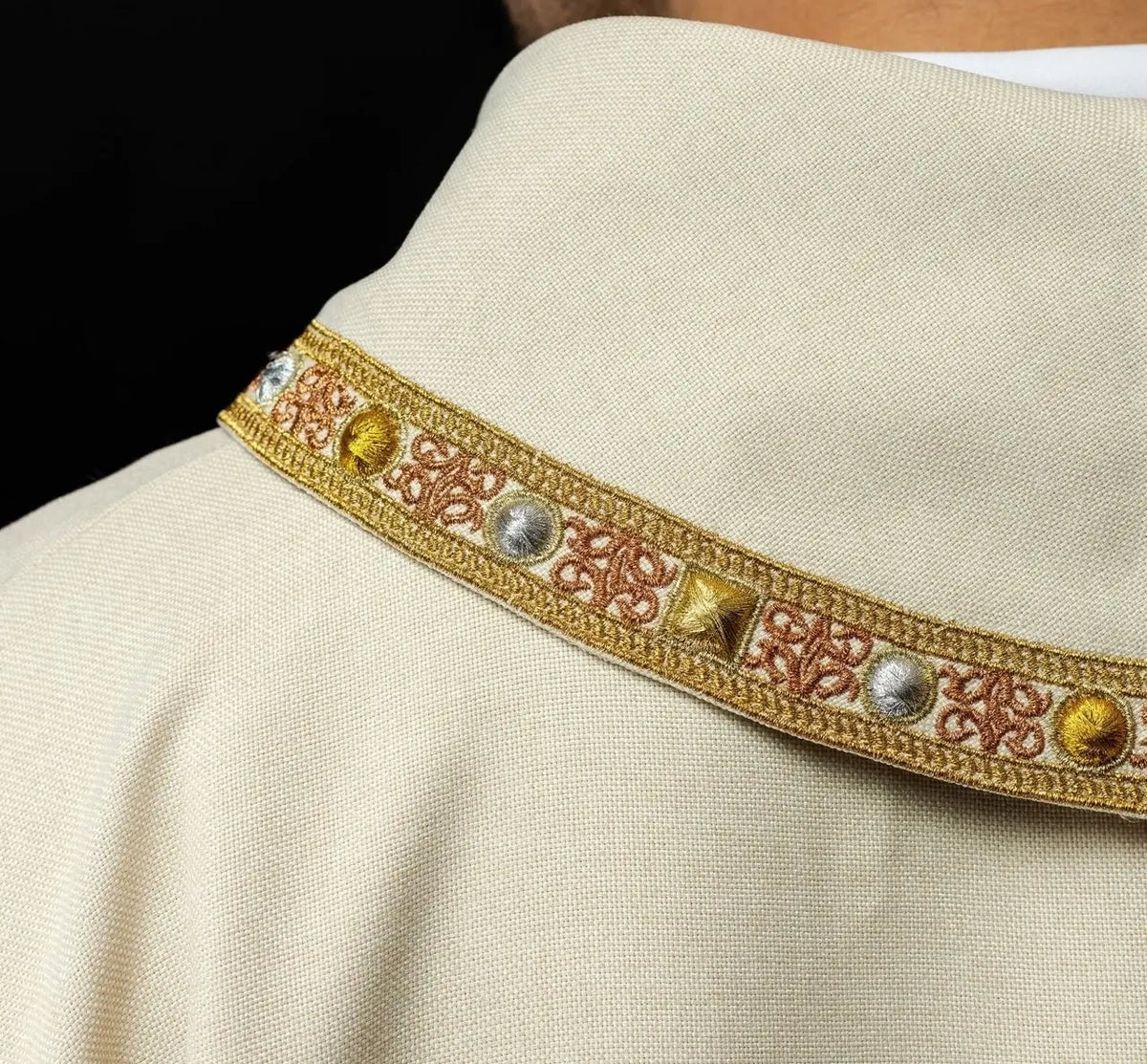 Dalmatica with IHS symbol and ecru collar