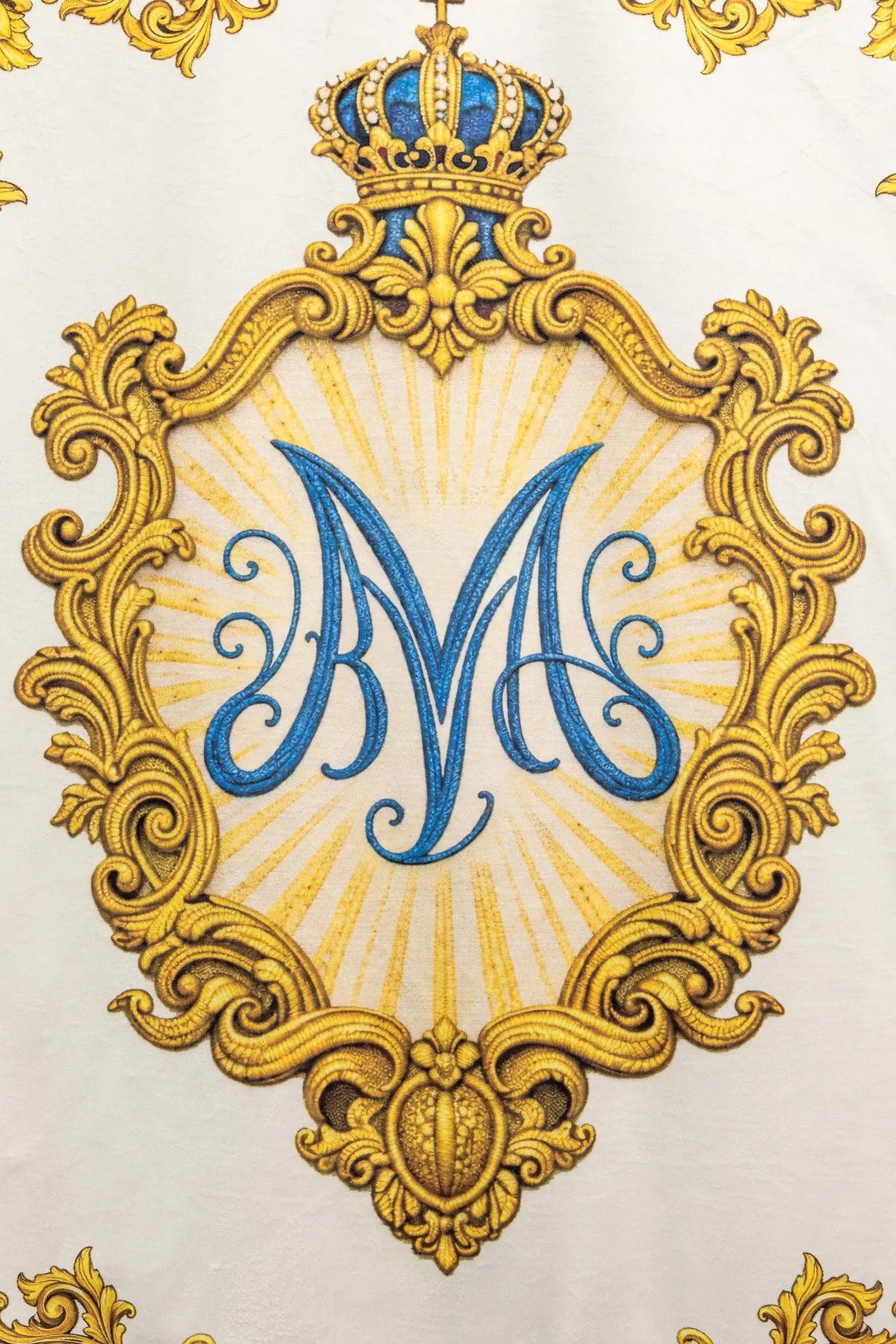 Double-sided Marian Banner with Immaculate Heart and Monogram - HAFTINA ATELIER