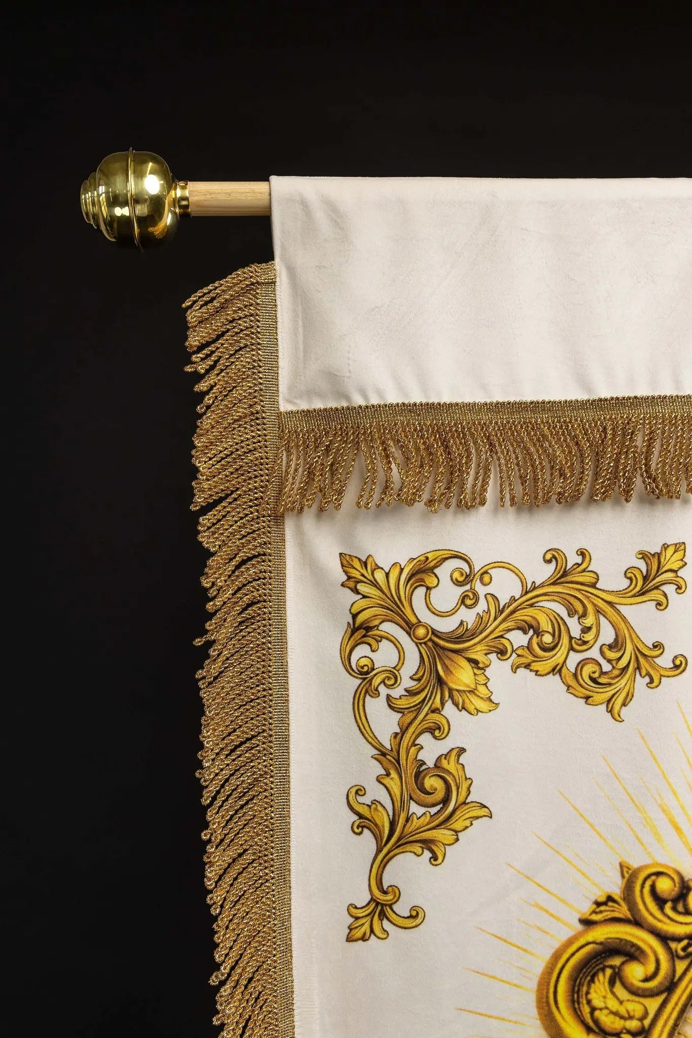 Double-sided Printed Processional Banner with Sacred Heart of Jesus and IHS - HAFTINA ATELIER