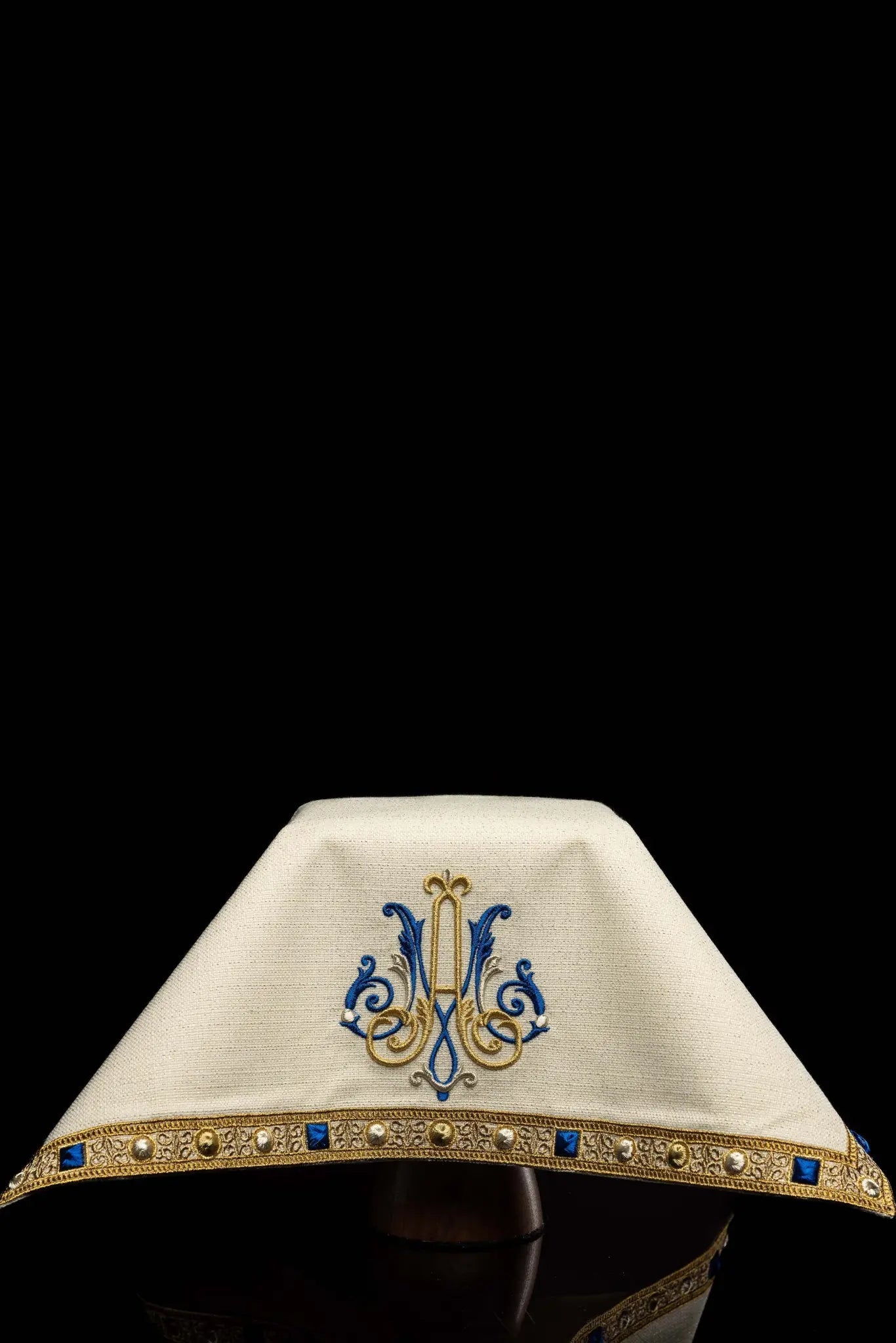 Ecru Chalice Veil with Marian Embroidery - HAFTINA ATELIER